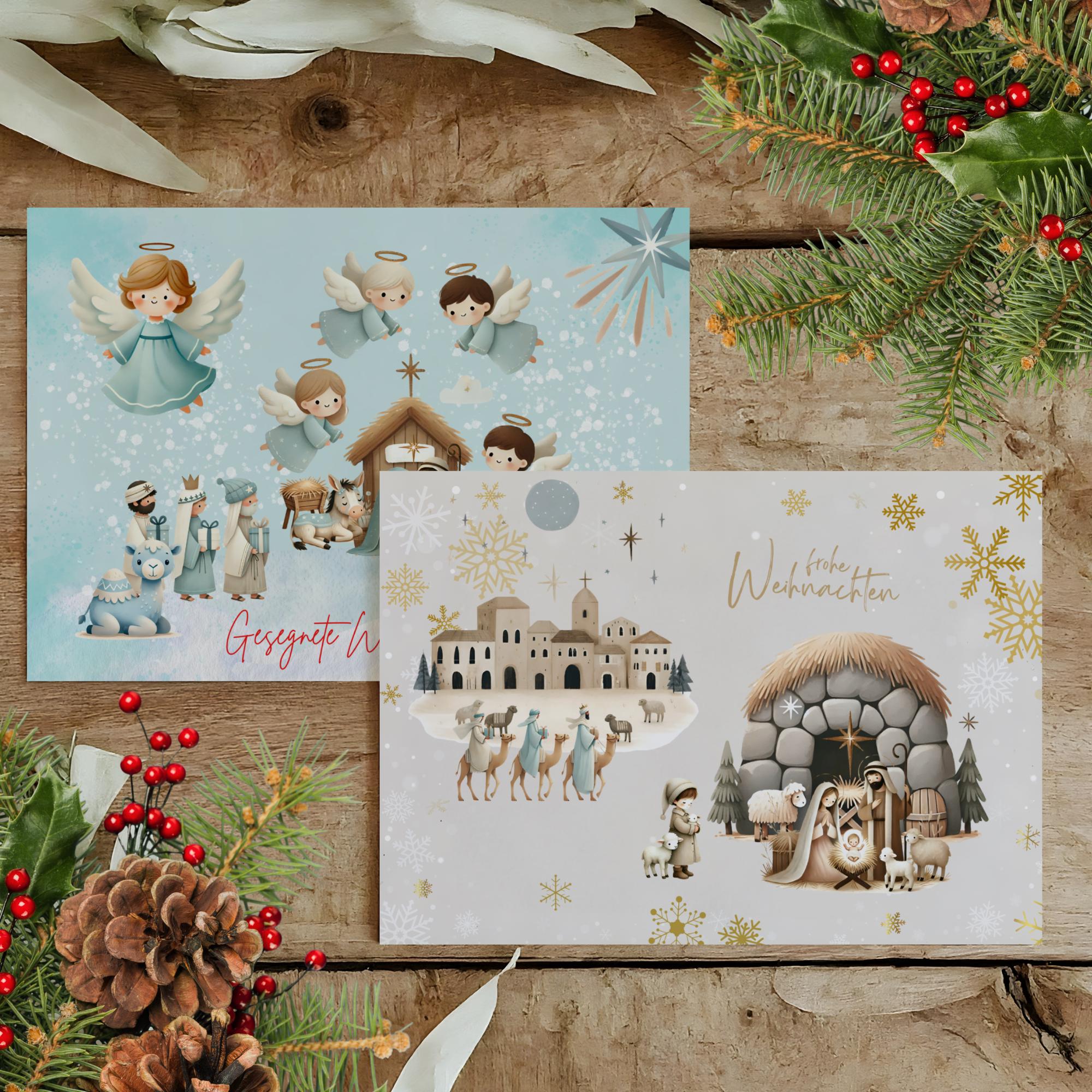 Weihnachtskarte Postkarte Weihnachten 2 Kartenmotive zur Auswahl, Geschenkkarte, Weihnachtsgruß, Grußkarte   #PLS
