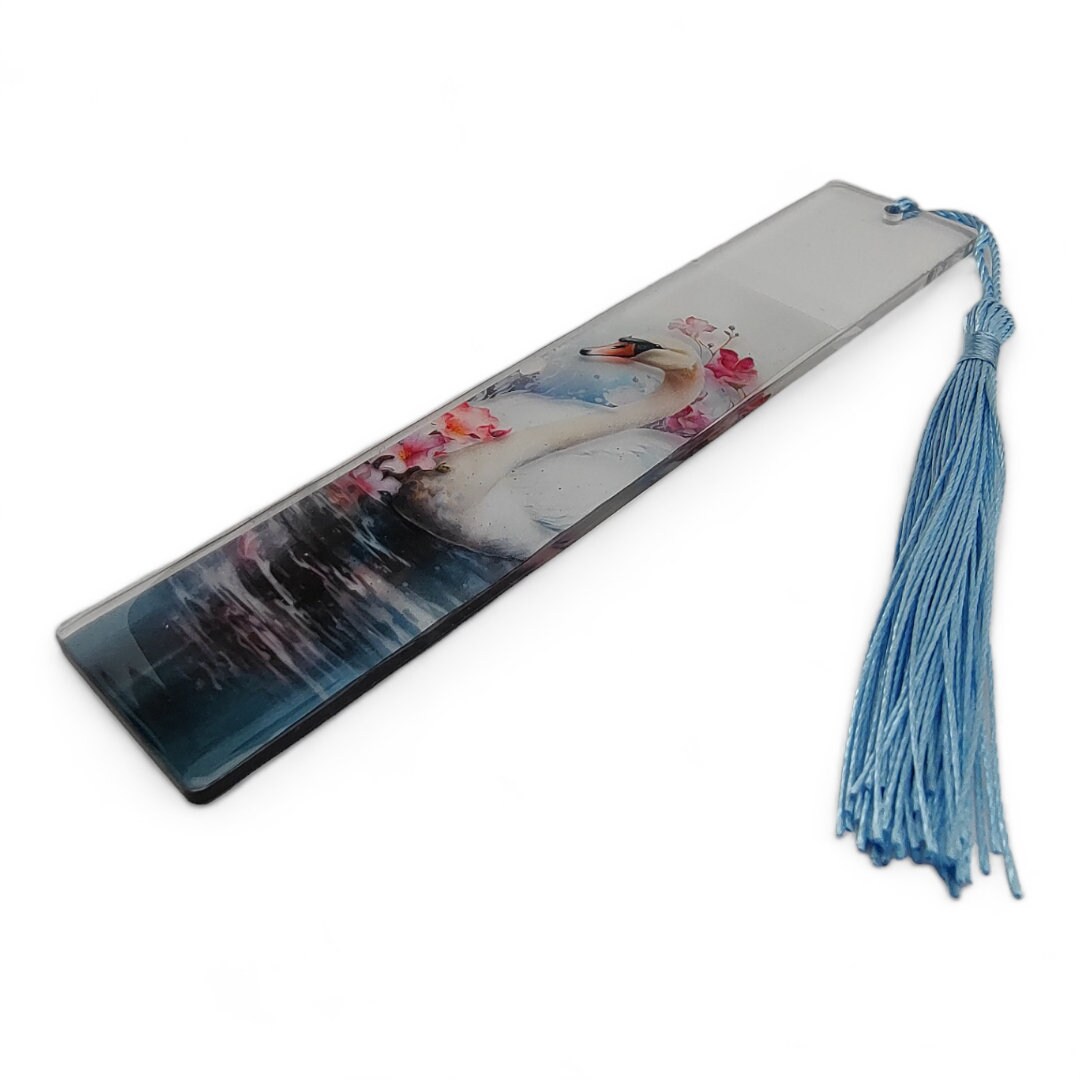 Lesezeichen aus Epoxidharz transparent Schwan Geschenk Geburtstag Mitbringsel zum Buchgeschenk #LEEPOX