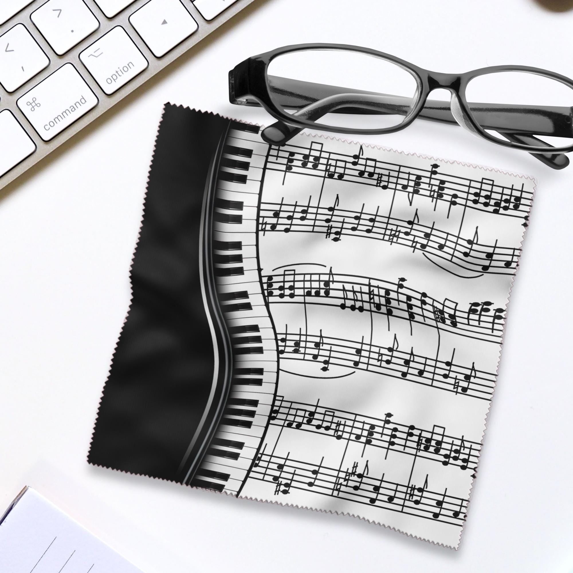 Brillenputztuch bedrucktes Mikrofasertuch für Sonnenbrille Tuch Display Geschenk Musiker Mitbringsel Musiklehrer Gutschein Klavier #MC1