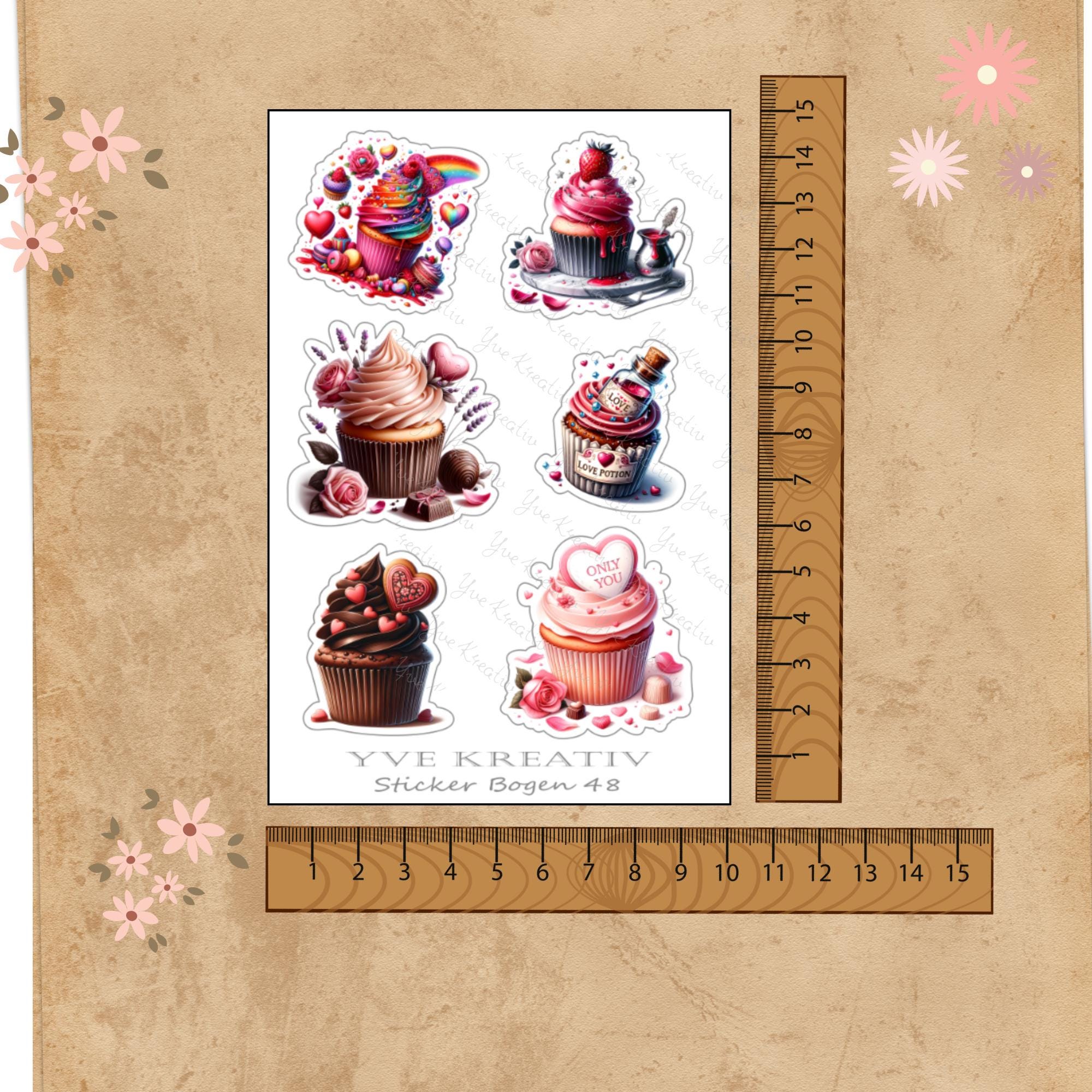 Aufkleber Cupcake Sommer Sticker Bogen Erdbeere Muffin Stickerbogen 3 Bögen zur Auswahl in Weiß - Transparent - Matt - Glanz #SBA6 Aufkleber Cupcake Sommer Sticker Bogen Erdbeere Muffin Stickerbogen 3 Bögen zur Auswahl in Weiß - Transparent - Matt - Glanz #SBA6