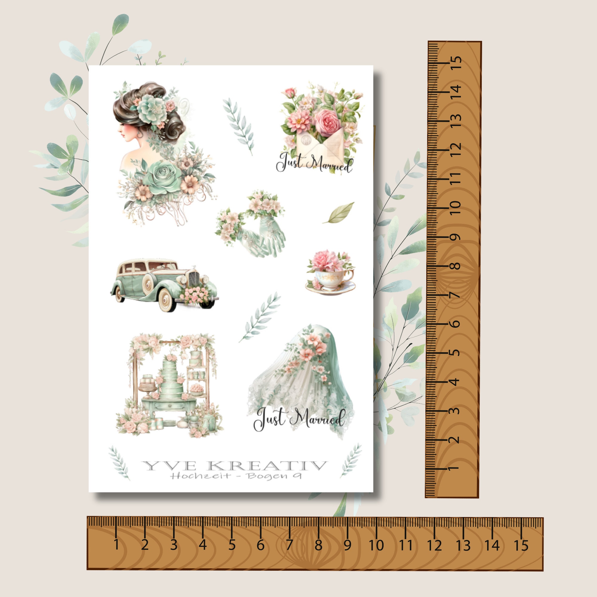 Sticker Bogen " Hochzeit " | Sticker Set - Aufkleber Stickerbogen zur Auswahl in Weiß - Transparent - Matt - Glanz  #SBA6