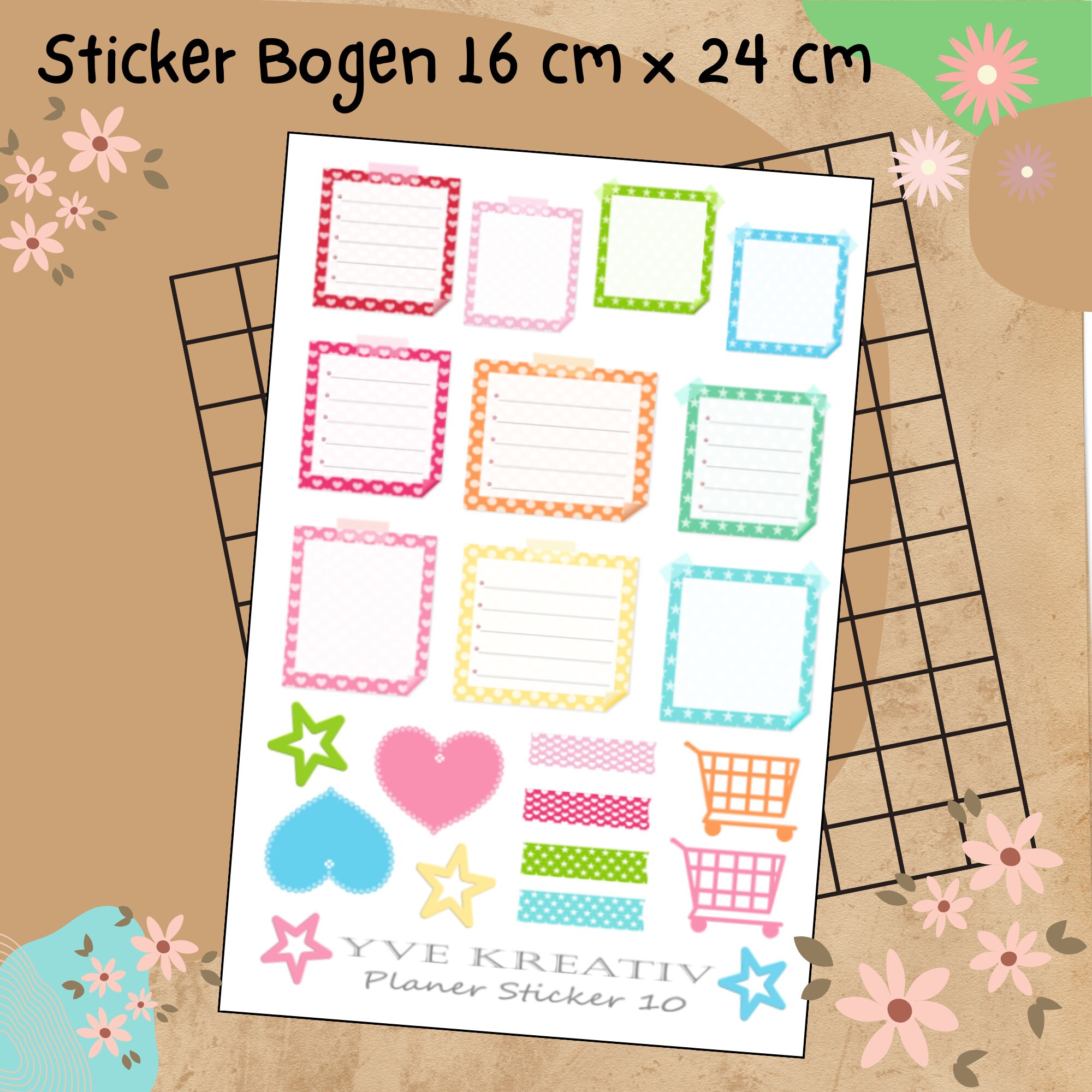 Sticker Planer | über 20 Aufkleber Sticker Bogen Set Stickerbogen  -  Wochenplaner Kalender Bullet Journaling