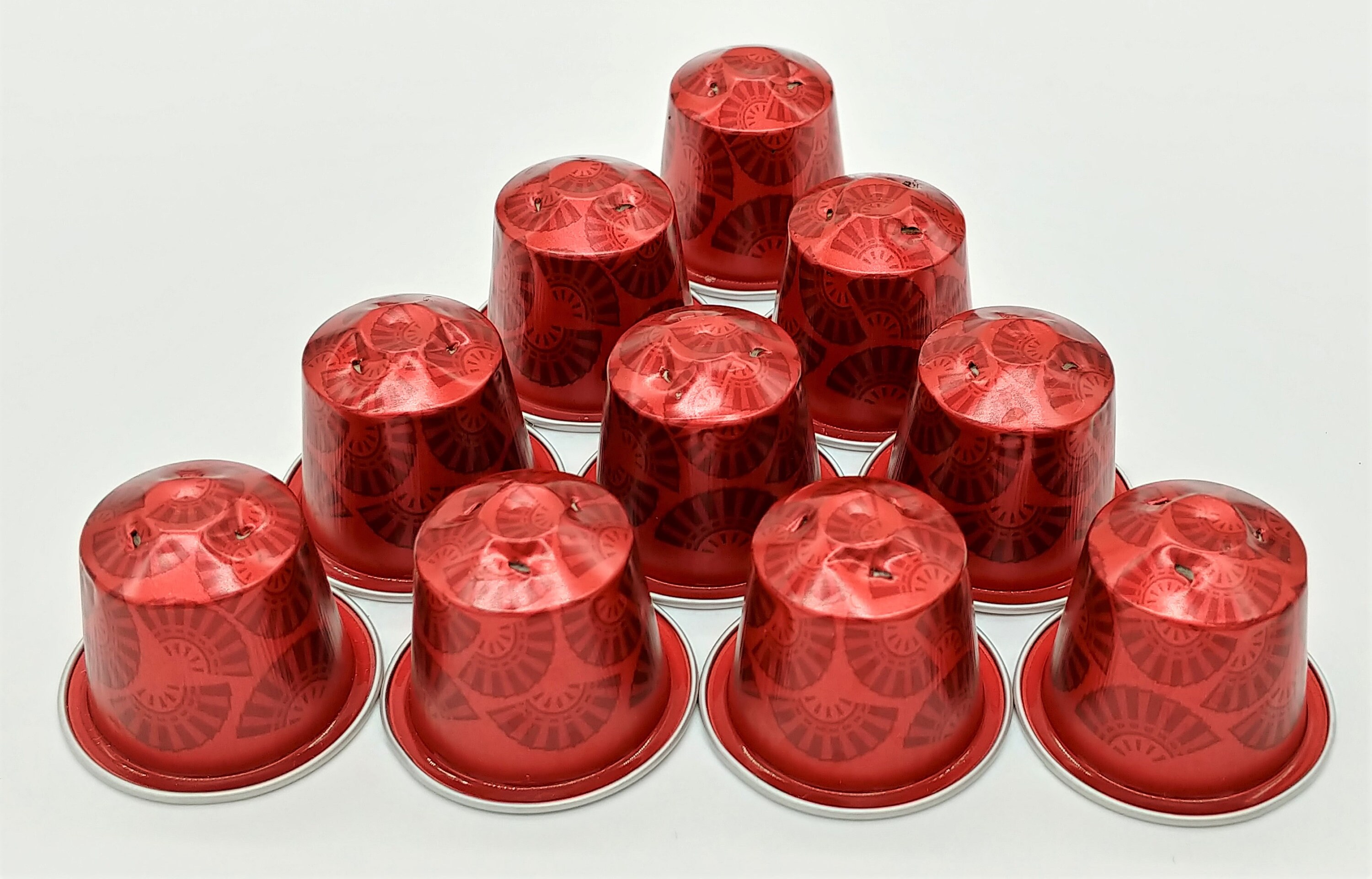 10 leere Kaffeekapseln Farbe : rot "Fächermuster"  #KNS