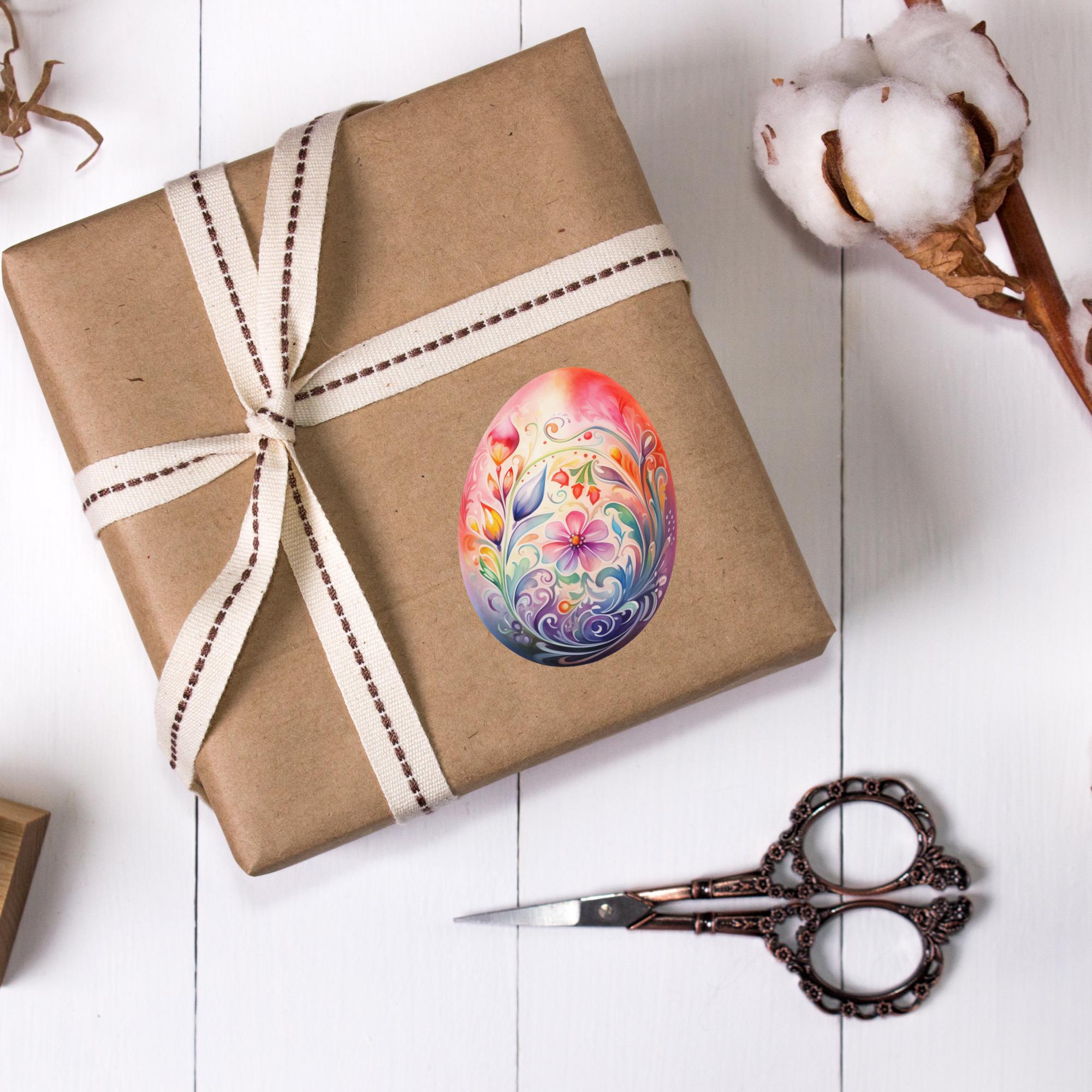 Aufkleber Ostern großer 8 cm Sticker Osterei Deko Osterfest Geschenkaufkleber Dekoei - zur Auswahl in Weiß oder Transparent  #SEG8