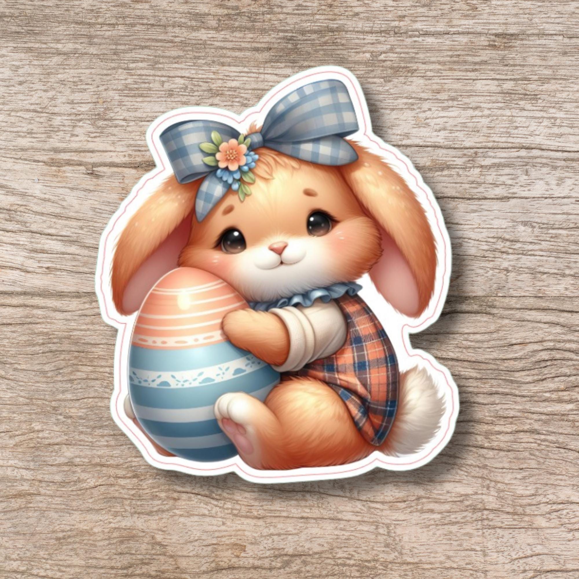 Aufkleber Ostern großer 8 cm Sticker niedliches Häschen Deko Hase Geschenkaufkleber Osterhase - zur Auswahl in Weiß oder Transparent  #SEG8