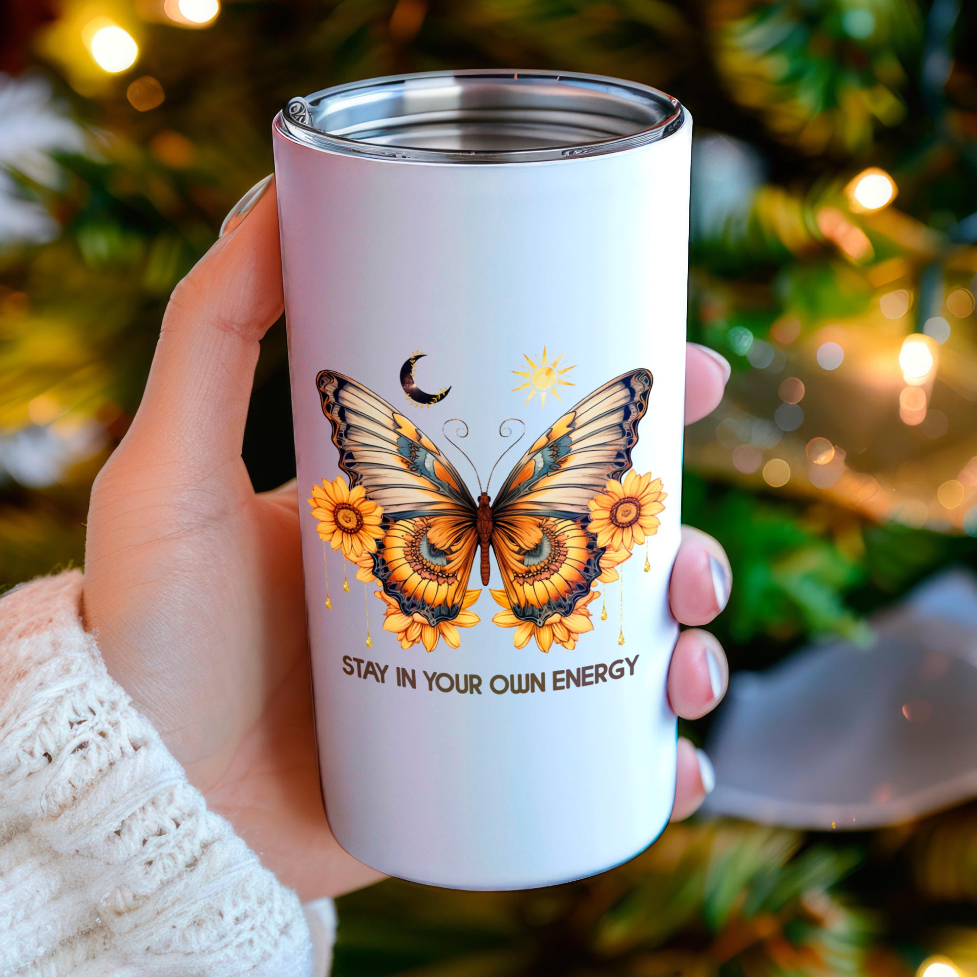Kofferaufkleber, Geschenkaufkleber, Aufkleber Motivation, großer Schmetterling Sticker I zur Auswahl in Weiß oder Transparent  #SEG8