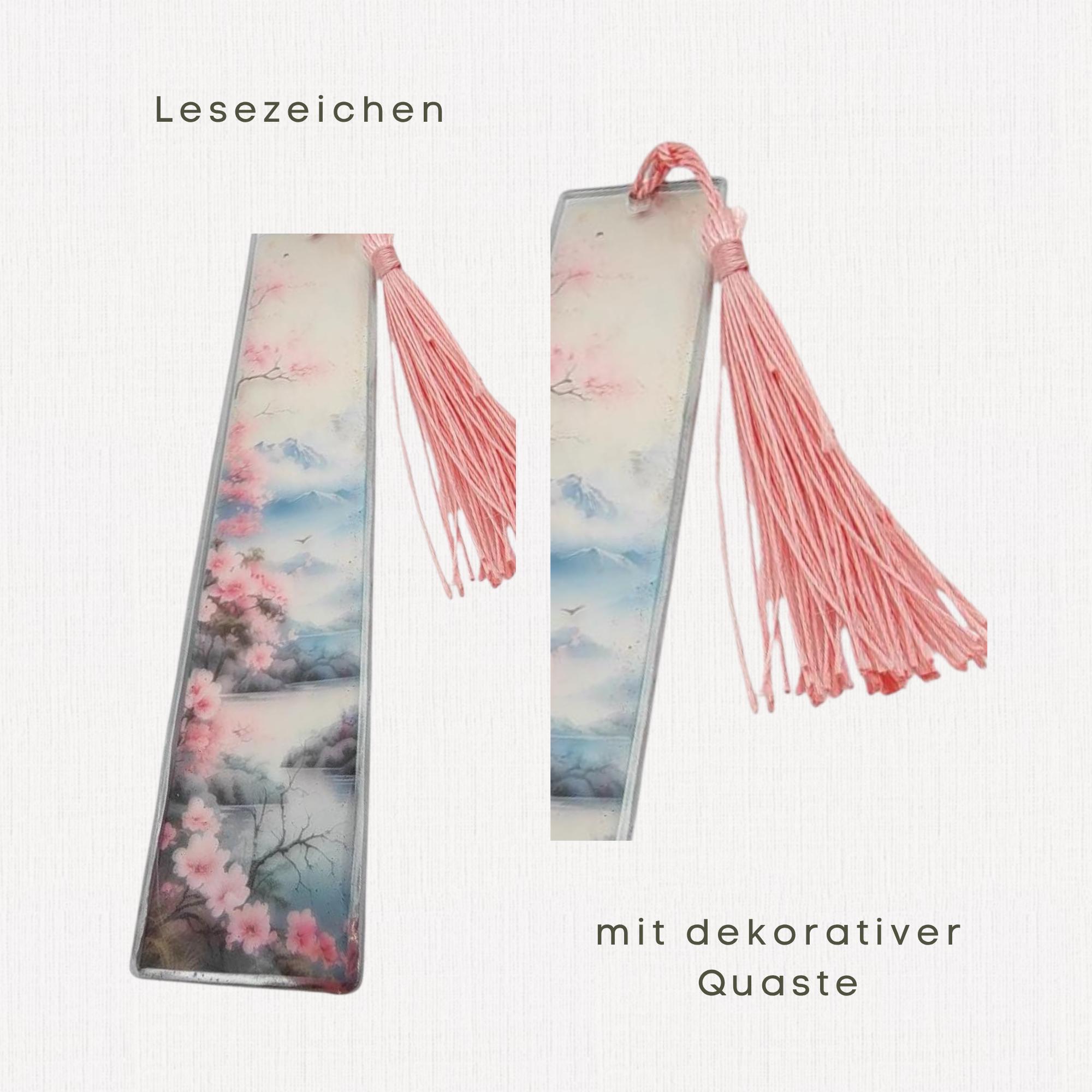 Lesezeichen aus Epoxidharz Motiv Kirschblüte Geschenk Geburtstag Mitbringsel zum Buchgeschenk Geschenkidee Buchzeichen transparent #LEEPOX