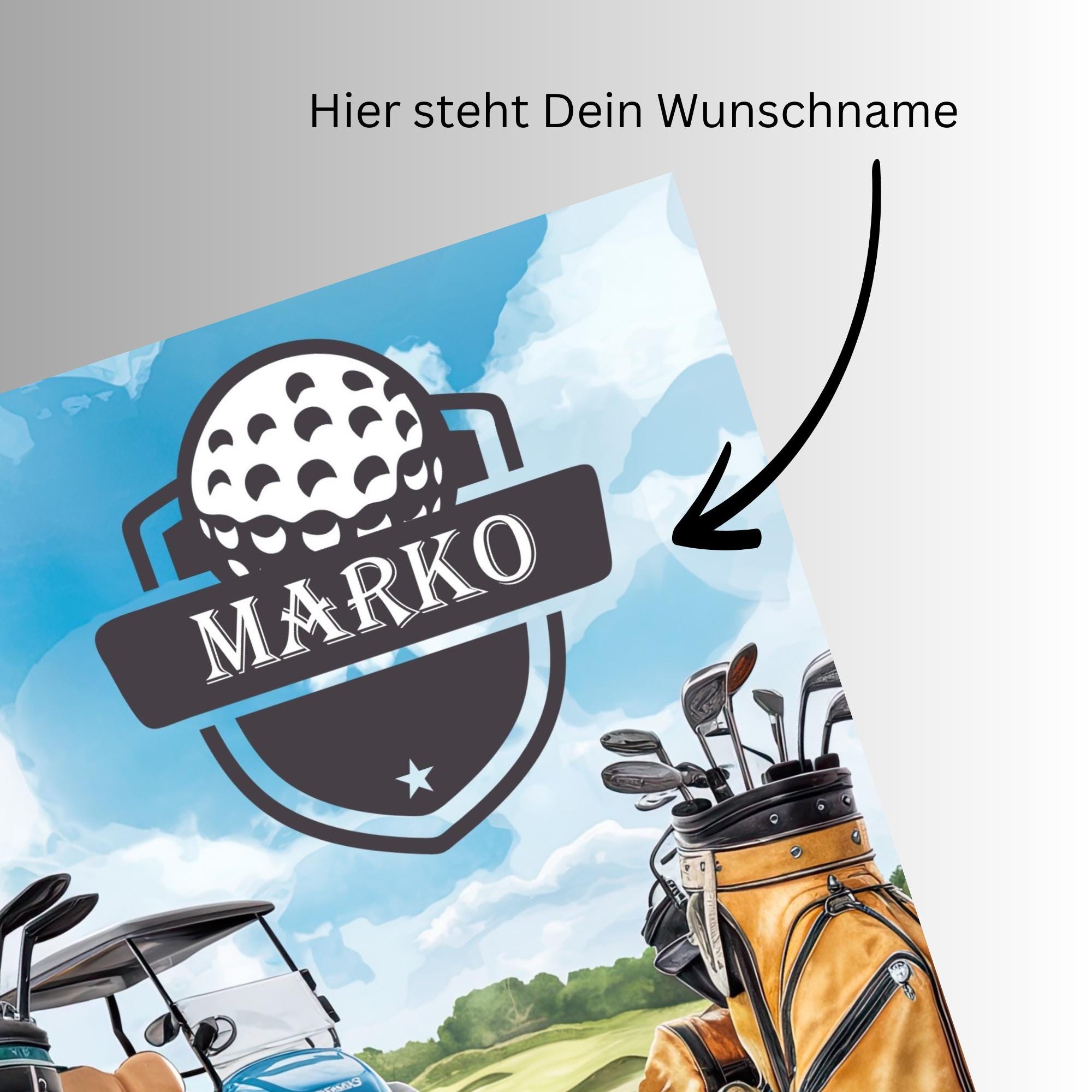 Brillenputztuch Geschenk Golfer Golfspieler personalisiert mit Namen bedrucktes Mikrofasertuch für Brillen Displays Objektive  #SP36P