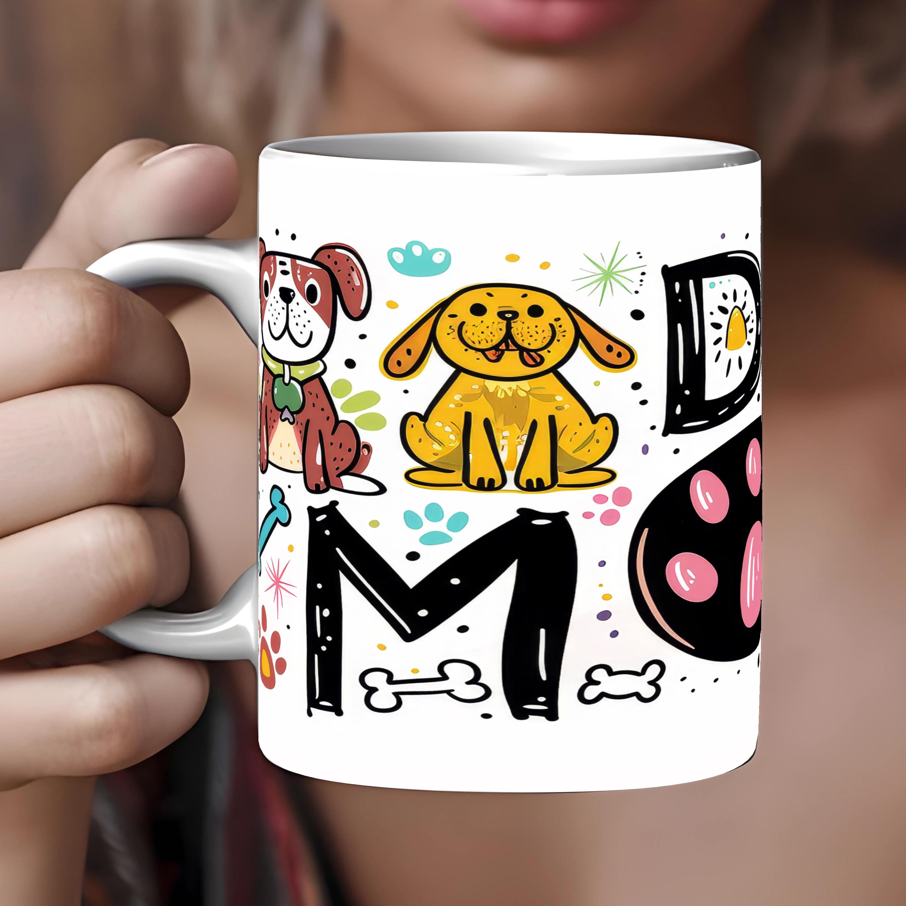 Keramiktasse 330 ml Kaffeetasse Tasse Becher handbedruckt Geschenk für Hundefans Perfekt zum Geburtstag oder Muttertag #TASU