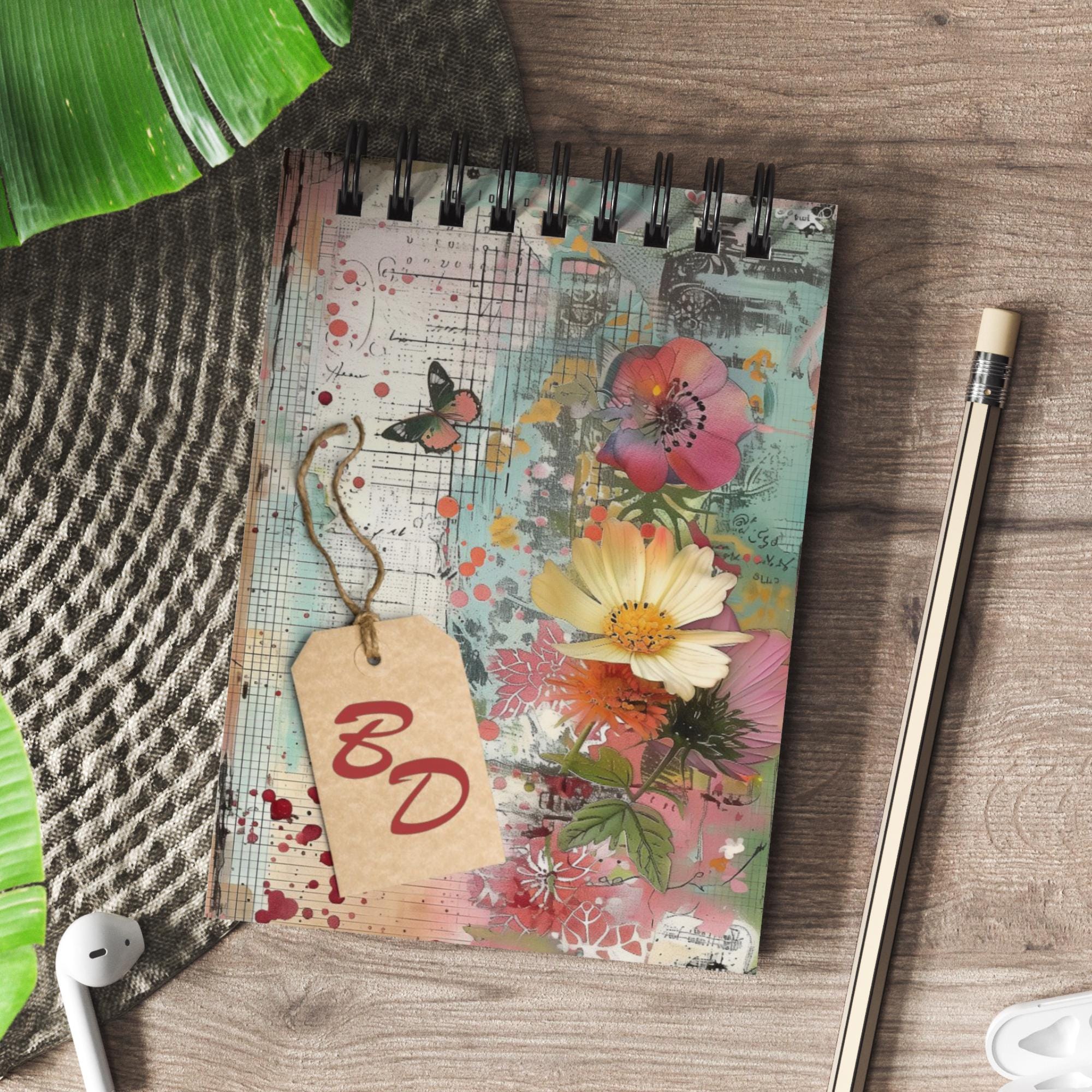 Notizblock personalisiert mit Monogramm DIN A6 kleiner Ringblock Schreibblock Notizbuch Zettelblock für Studium oder private Notizen  #A6SO