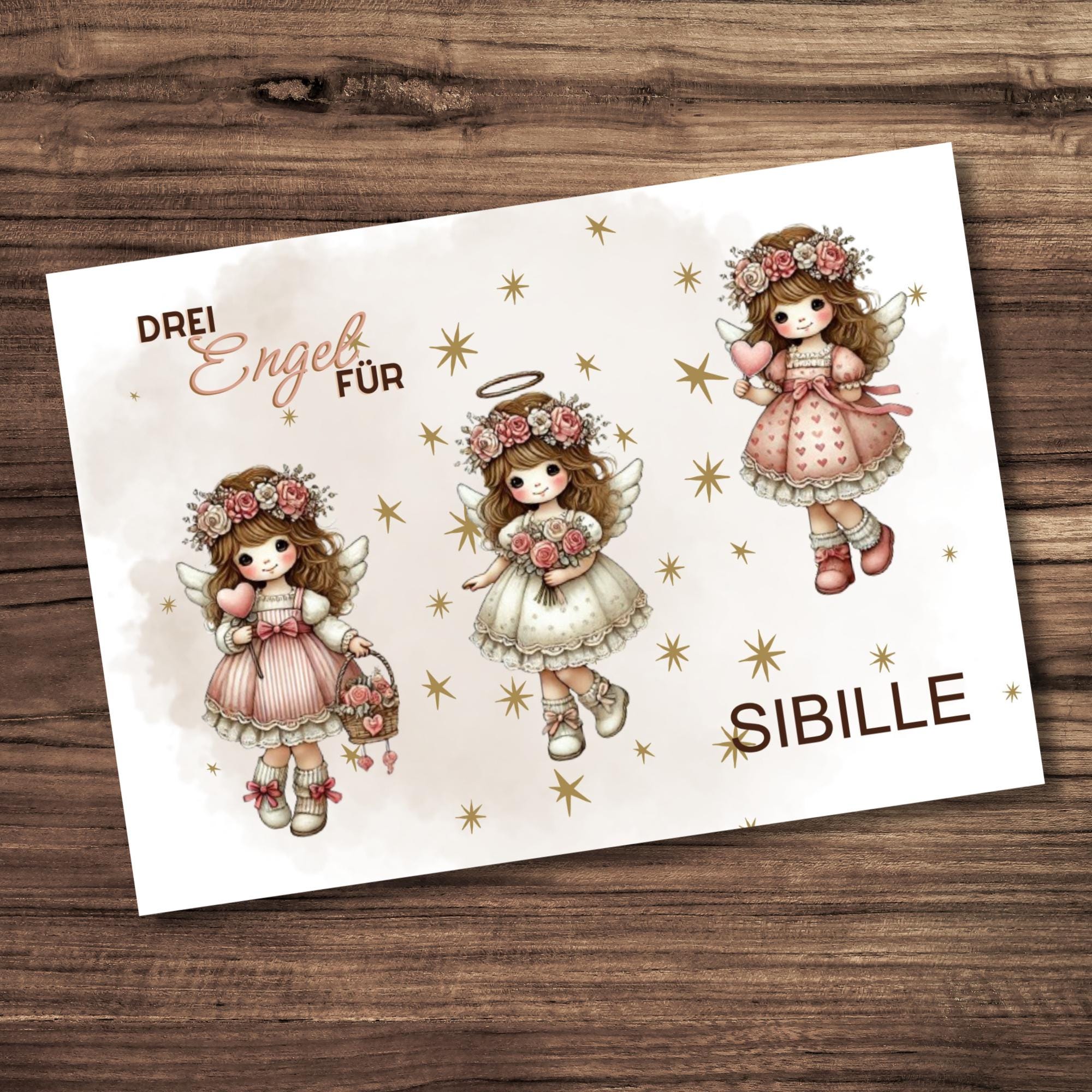 Postkarte mit Namen personalisiert Grußkarte Karte zum Geburtstag Gutschein Engel #PLS