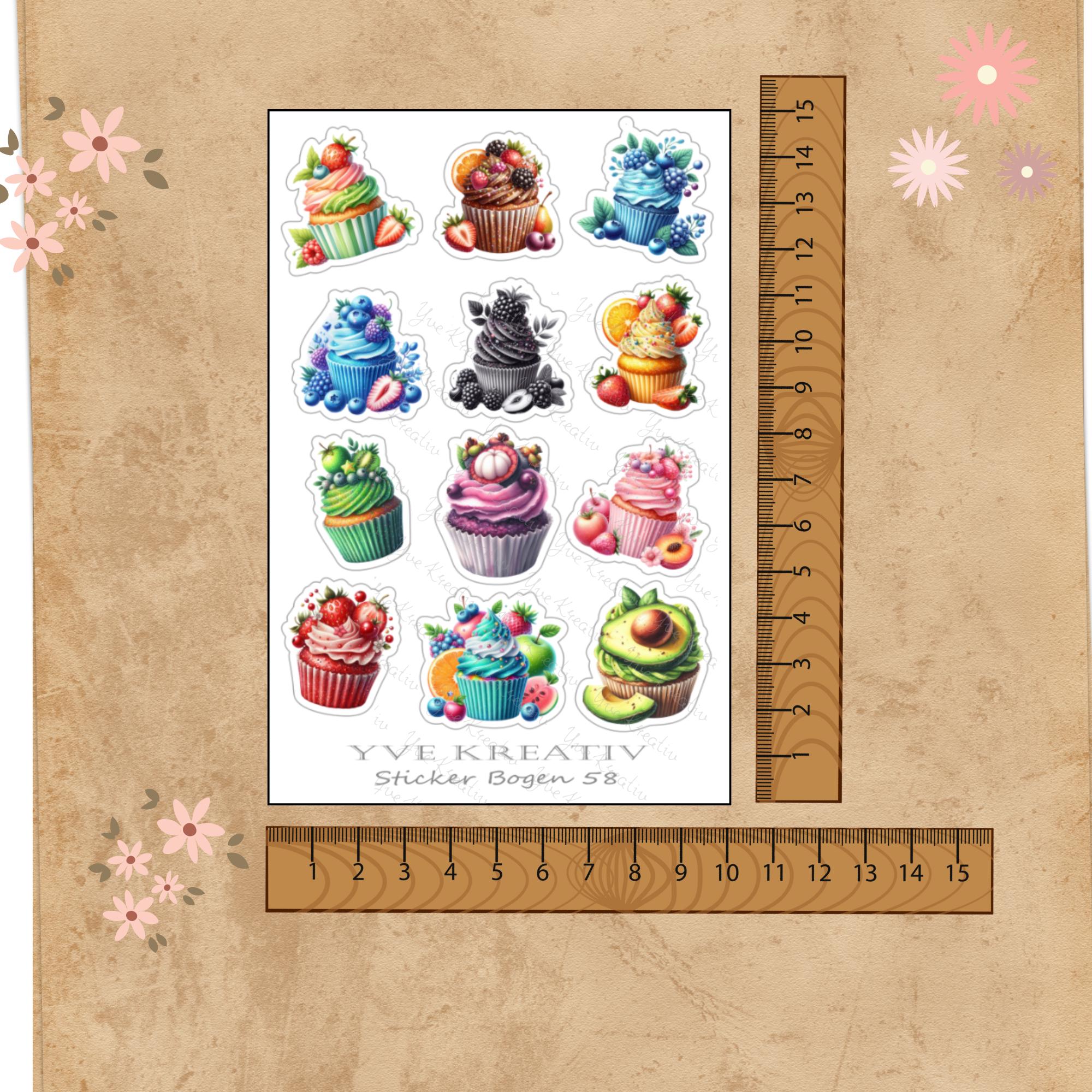 Aufkleber Cupcake Sommer Sticker Bogen Früchte Muffin Stickerbogen 3 Bögen zur Auswahl in Weiß - Transparent - Matt - Glanz #SBA6 Aufkleber Cupcake Sommer Sticker Bogen Früchte Muffin Stickerbogen 3 Bögen zur Auswahl in Weiß - Transparent - Matt - Glanz #SBA6