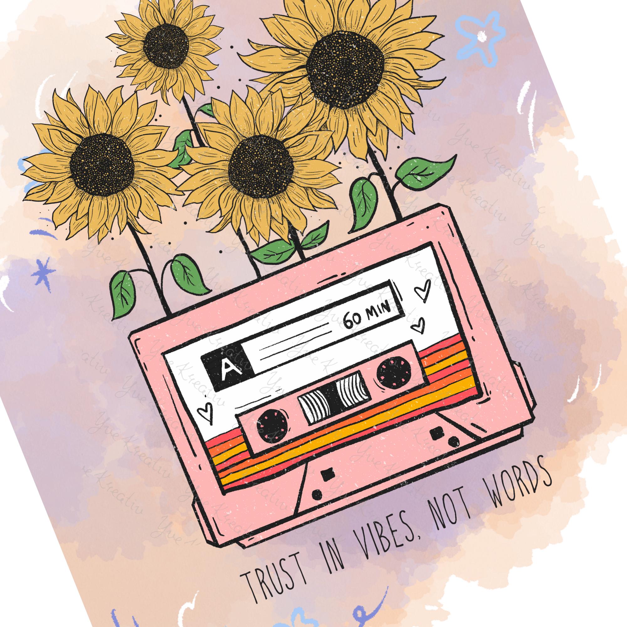 Postkarte Grußkarte Karte Geburtstag Motivation Aufmunterung Retro MC Sonnenblumen Geschenkkarte Musiker #PLS