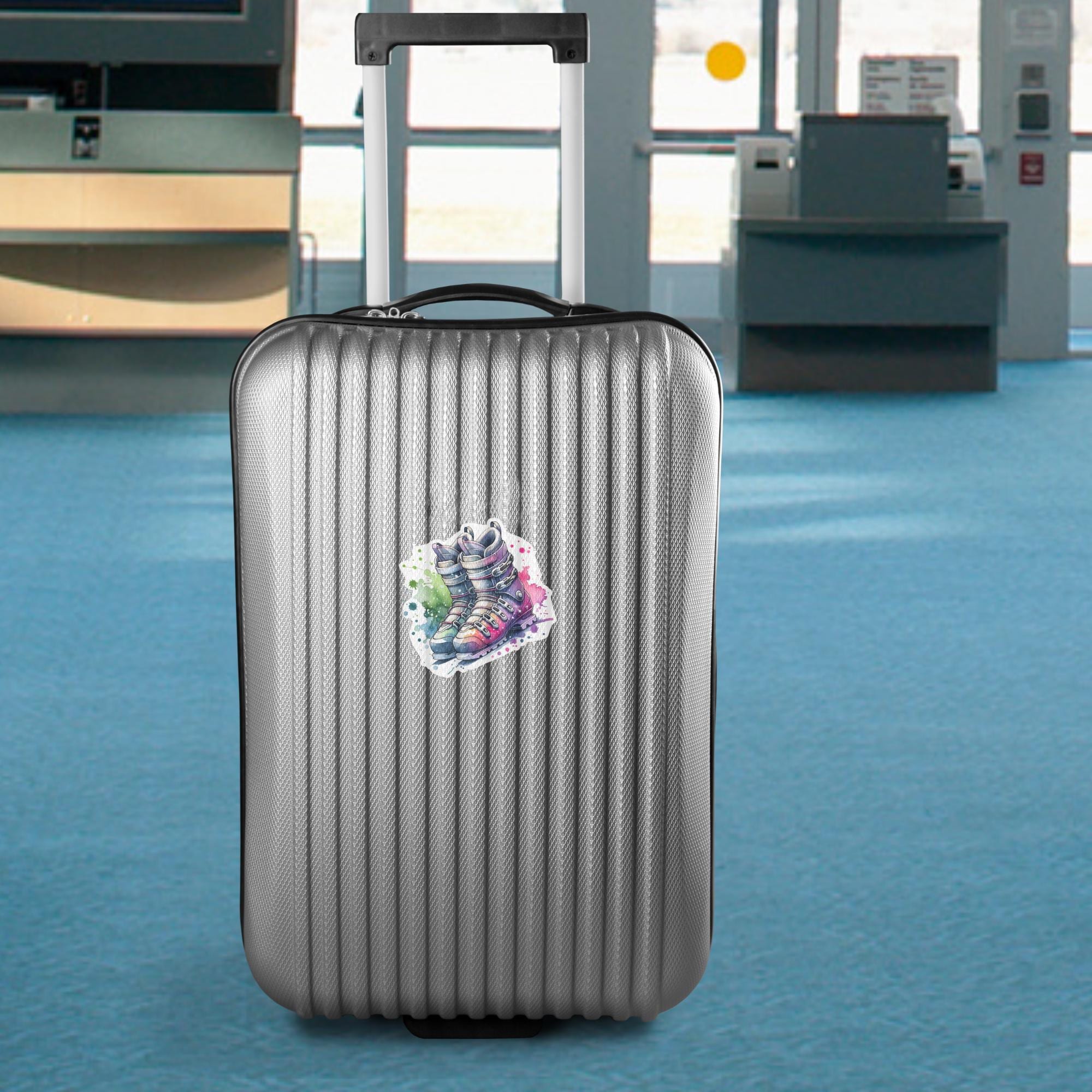 Kofferaufkleber, Aufkleber, Reiseaufkleber für Skiurlaub, großer Koffer Sticker  - 3 Aufkleber zur Auswahl in Weiß oder Transparent  #SEG8