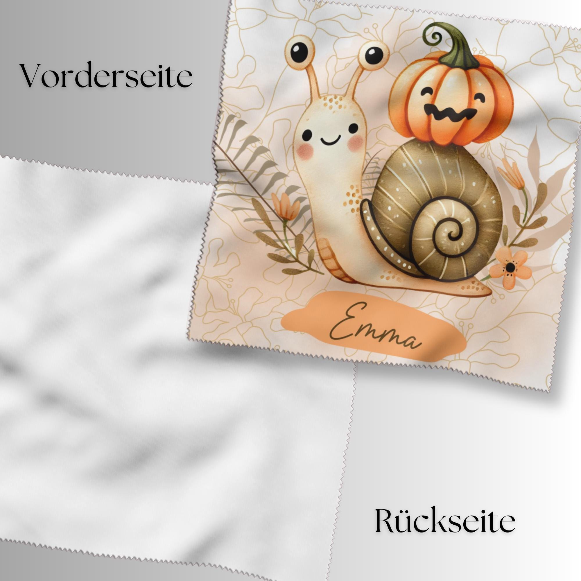 Brillenputztuch Herbst Schnecke personalisiert mit Namen bedrucktes Mikrofasertuch für Display Handy Sonnenbrille Geschenk Halloween #TI163P Brillenputztuch Herbst Schnecke personalisiert mit Namen bedrucktes Mikrofasertuch für Display Handy Sonnenbrille Geschenk Halloween #TI163P