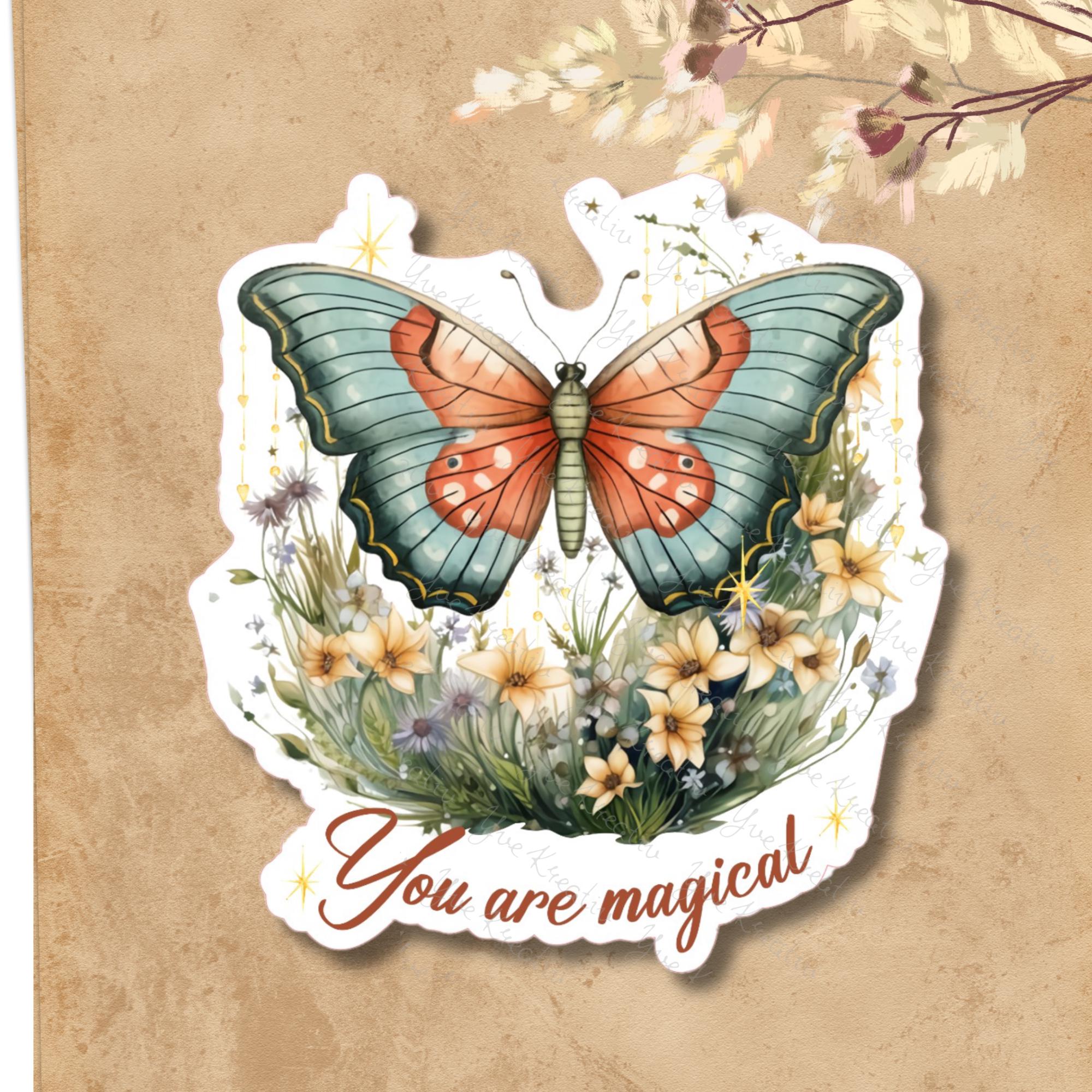 Kofferaufkleber, Geschenkaufkleber, Aufkleber Motivation, großer Schmetterling Sticker I zur Auswahl in Weiß oder Transparent  #SEG8