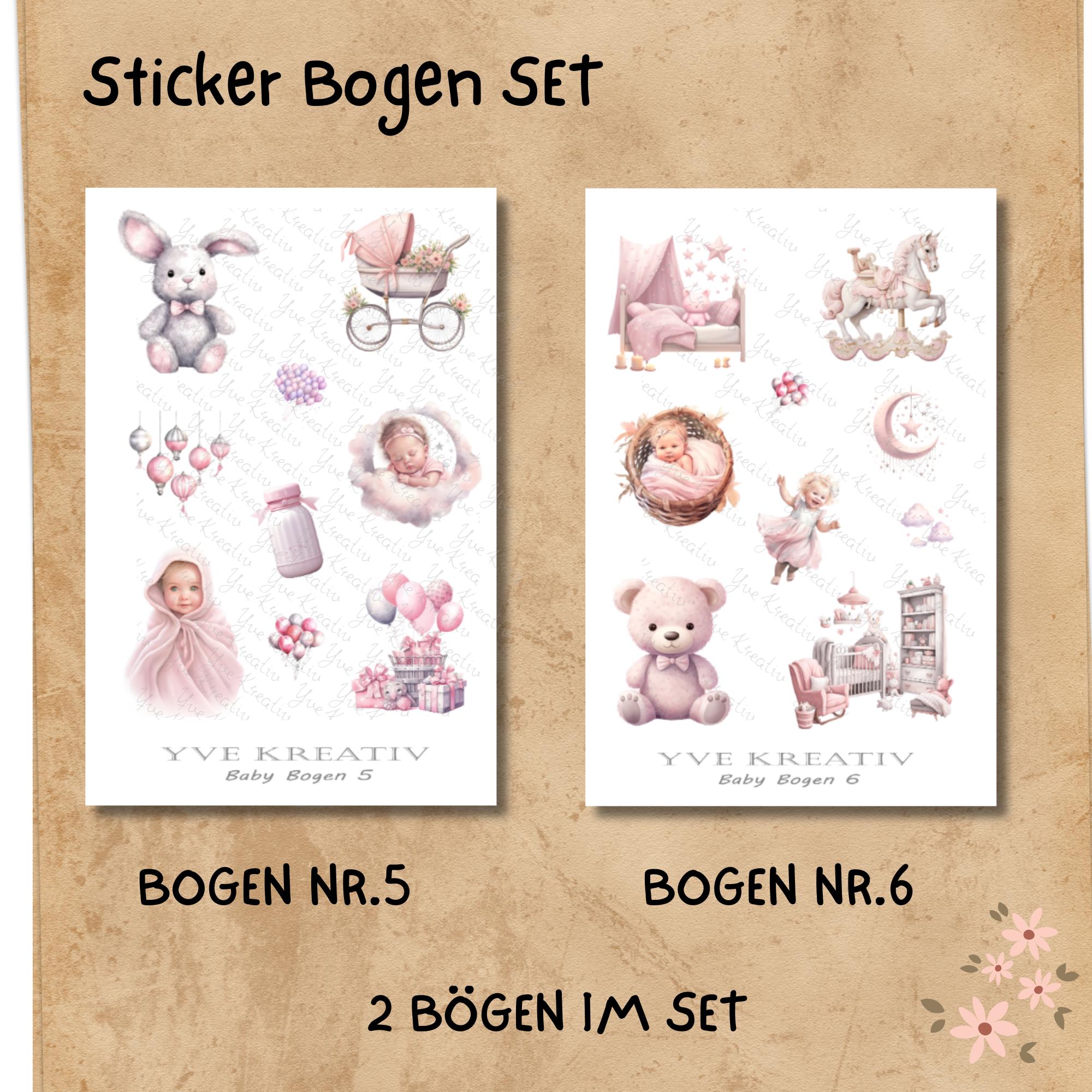 2 Stickerbogen SET Baby Girl Aufkleber Babyparty Sticker Geburt | Sticker Set zur Auswahl in Weiß - Transparent - Matt - Glanz #SBA6 2 Stickerbogen SET Baby Girl Aufkleber Babyparty Sticker Geburt | Sticker Set zur Auswahl in Weiß - Transparent - Matt - Glanz #SBA6