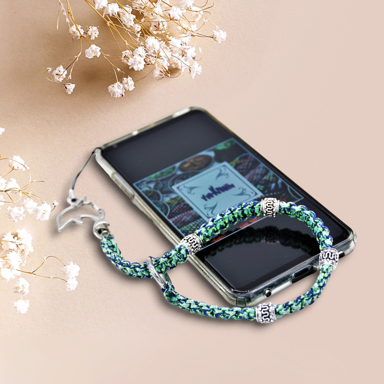 Handy-Handschlaufe / Handygurt/ Handyschmuck / Handyband geknotet aus Paracord (Fallschirmschnur)