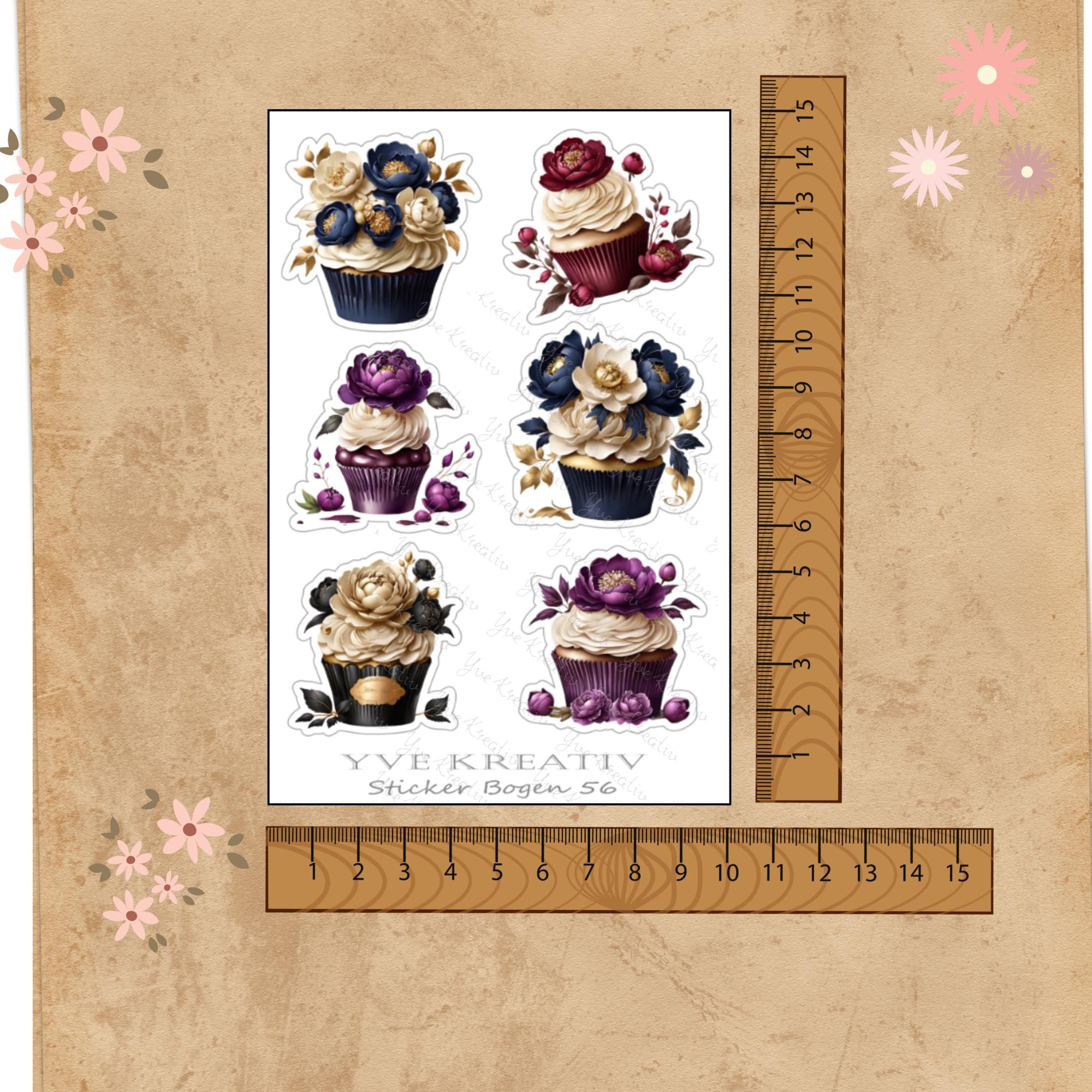 Aufkleber Cupcake Sommer Sticker Bogen Blüten Muffin Stickerbogen 3 Bögen zur Auswahl in Weiß - Transparent - Matt - Glanz #SBA6 Aufkleber Cupcake Sommer Sticker Bogen Blüten Muffin Stickerbogen 3 Bögen zur Auswahl in Weiß - Transparent - Matt - Glanz #SBA6
