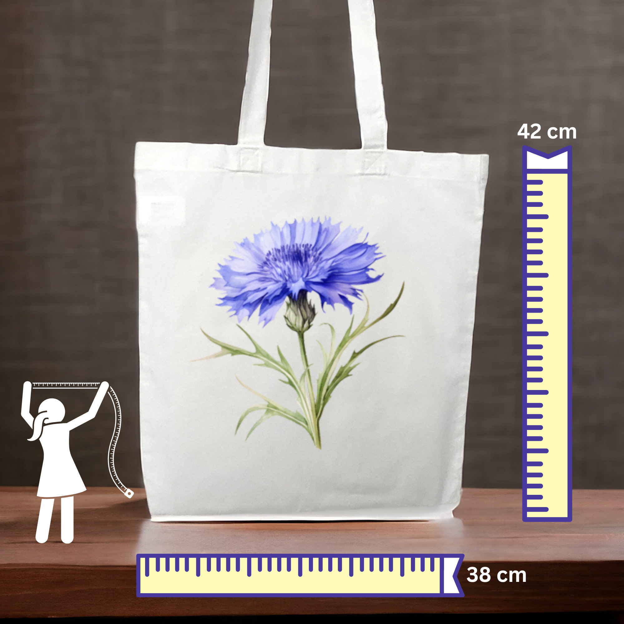 Stofftasche Kornblume Stoffbeutel Einkaufstasche Tasche Geschenk zum Muttertag Geburtstag in Weiß oder Beige  #STSUB