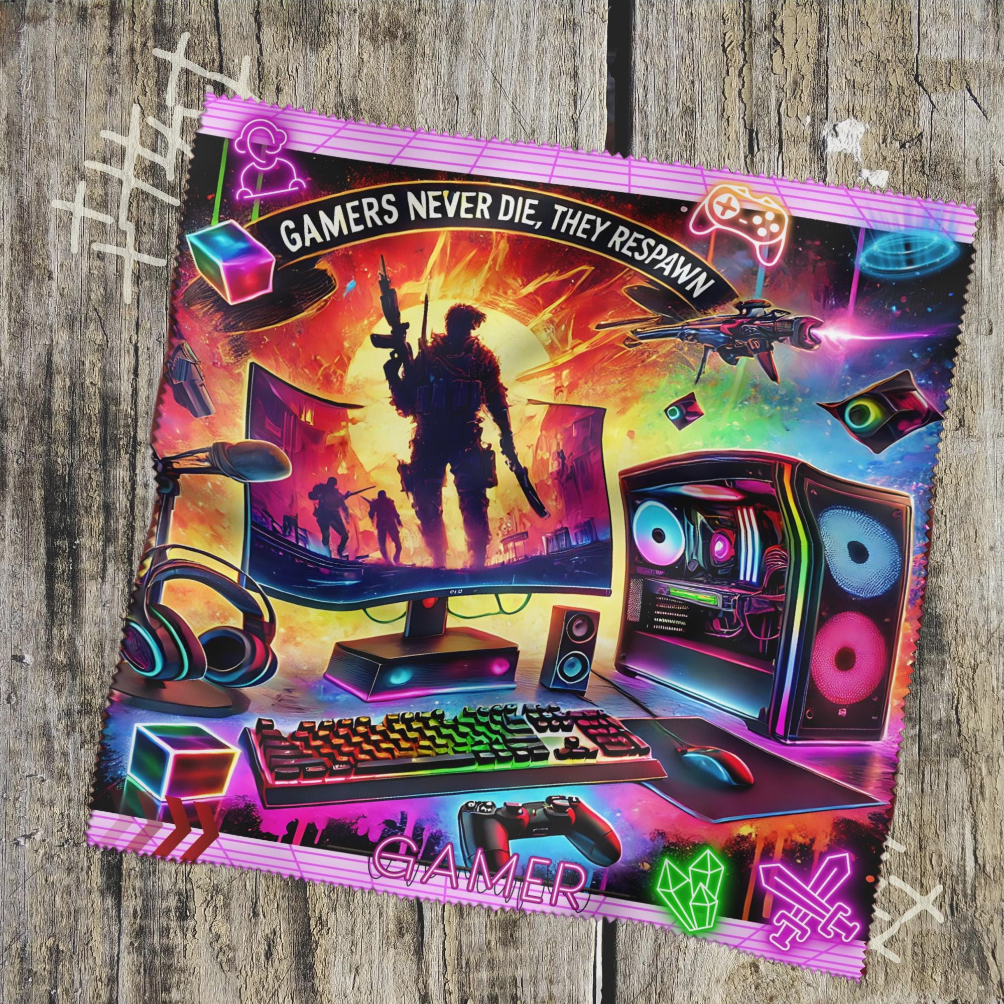 Brillenputztuch Geschenk Gamer PC Spieler bedrucktes Mikrofasertuch für Brillen Tuch für Displays Objektive #AL47