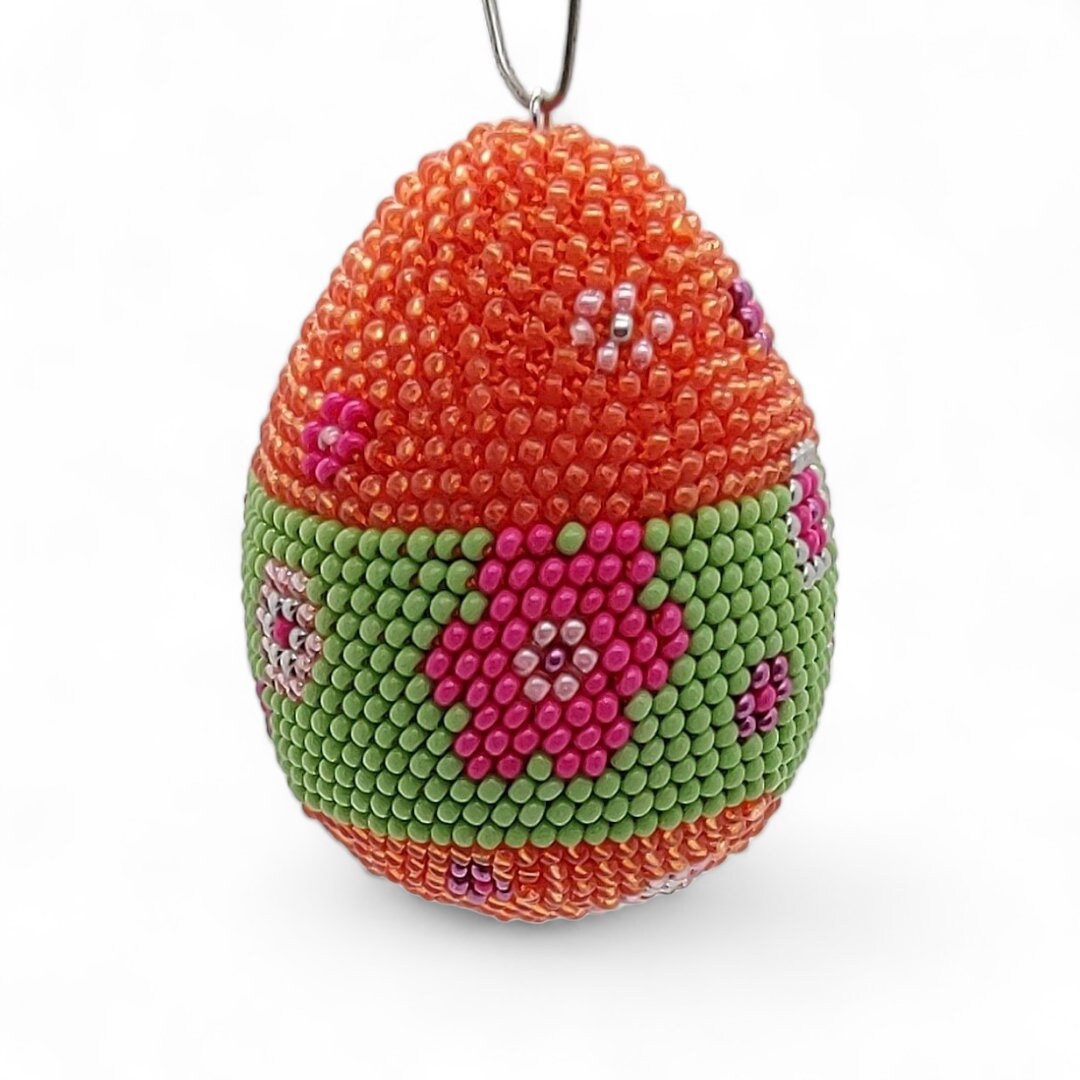 Osterei - Dekoei aus hunderten Miniperlen gehäkelt Osterdekoration Osterschmuck zum Aufhängen #770657692