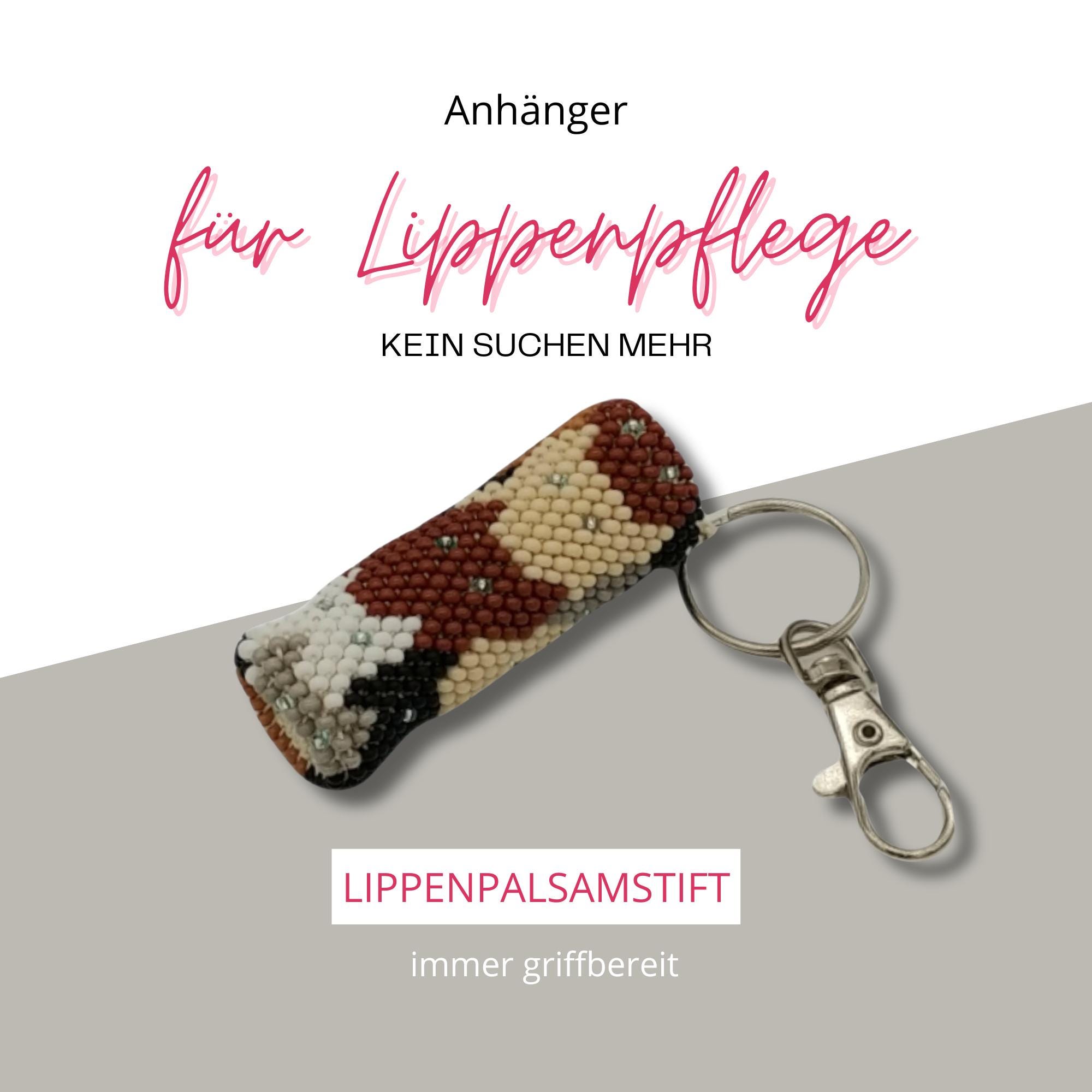 Lippenbalsam Hülle für Katzenliebhaber kleine Perlenhäkelei Lippenstift Anhänger Lipstick Täschchen aus Rocailles #1122977678