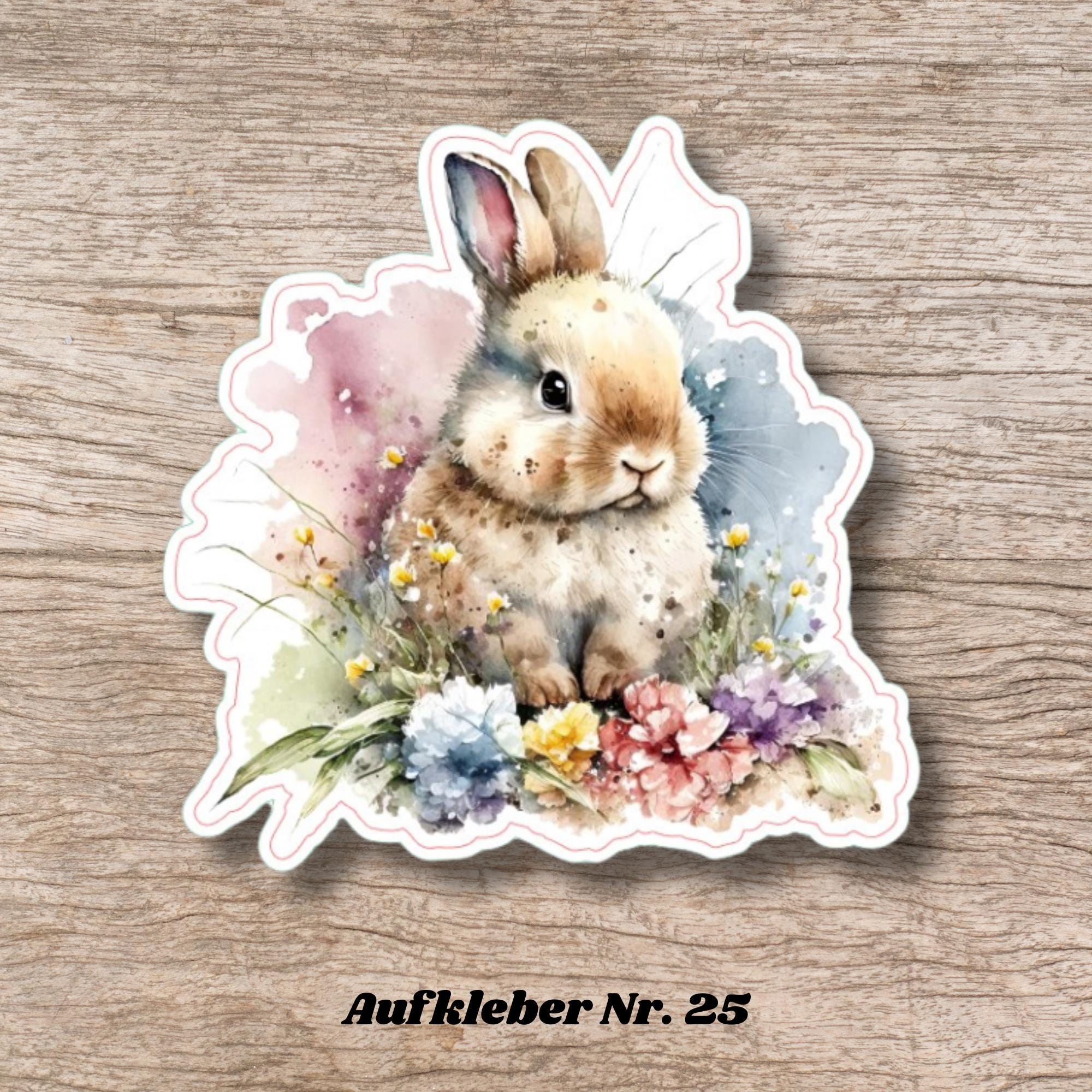 Aufkleber Ostern großer 8 cm Sticker niedliches Häschen Deko Hase Geschenkaufkleber Osterhase - zur Auswahl in Weiß oder Transparent  #SEG8