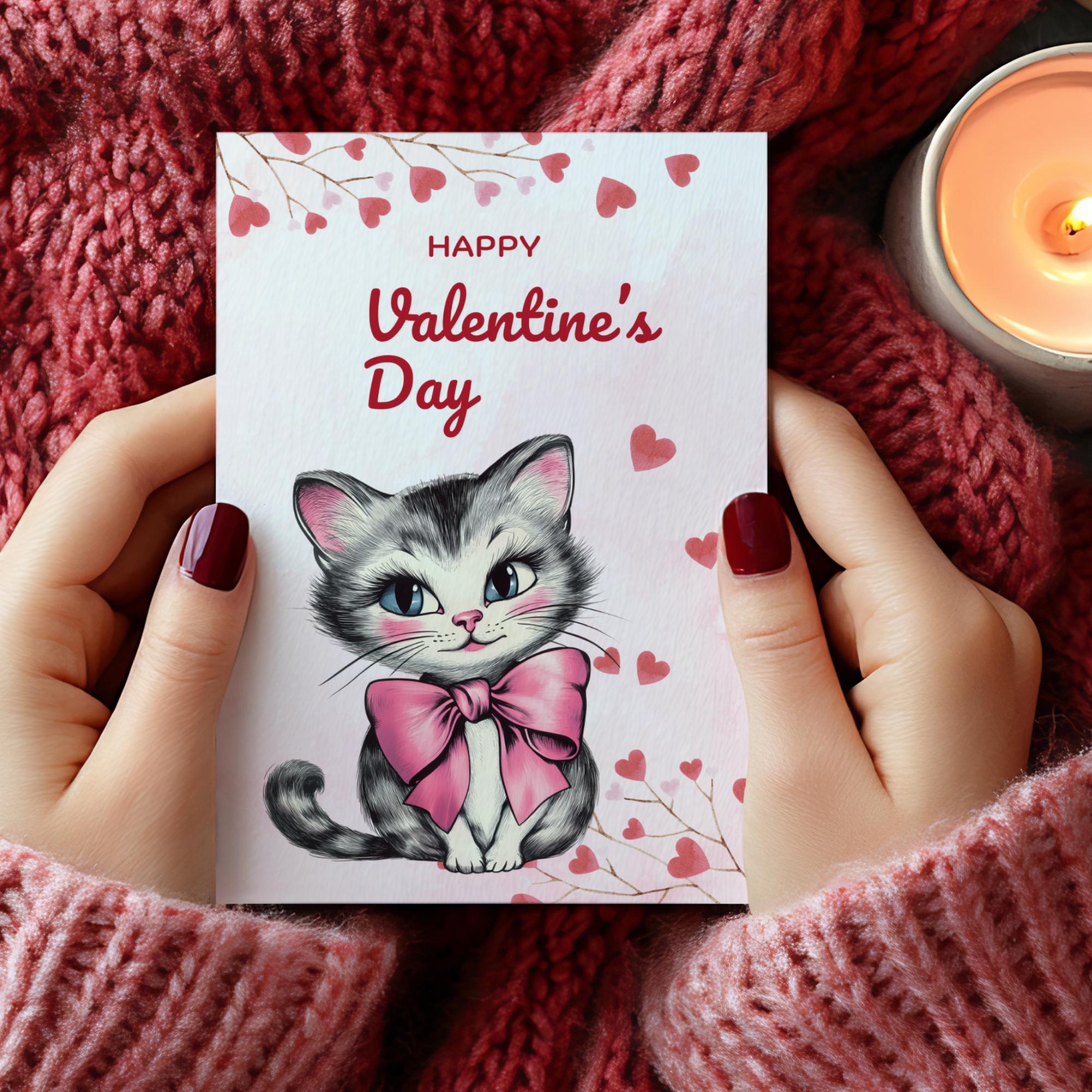 Valentinstags Karte, Postkarte mit Katze, Grußkarte, Karte für Verliebte, Geschenkkarte auf DIN A6 Karte mit Glanzoberfläche #PHO