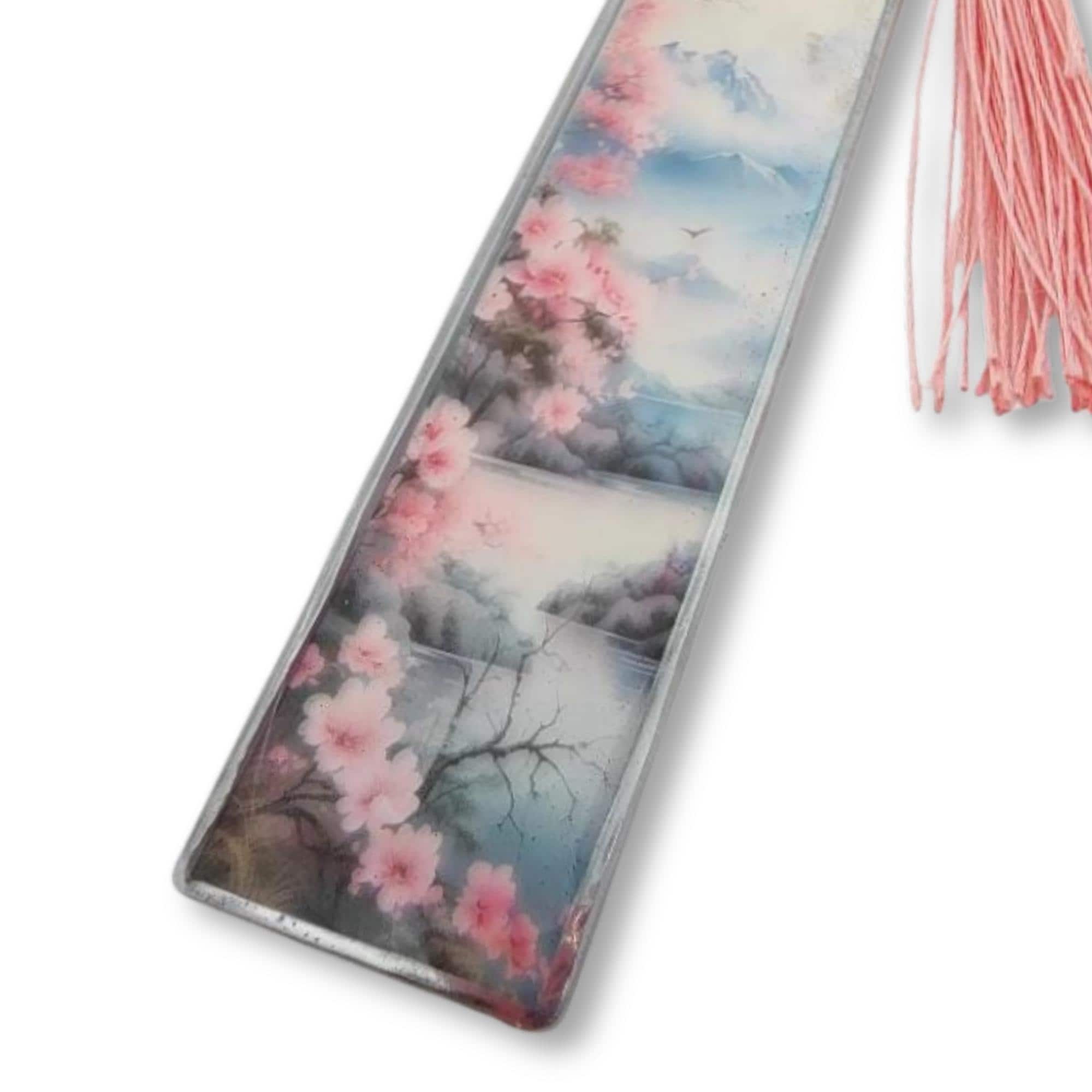 Lesezeichen aus Epoxidharz Motiv Kirschblüte Geschenk Geburtstag Mitbringsel zum Buchgeschenk Geschenkidee Buchzeichen transparent #LEEPOX