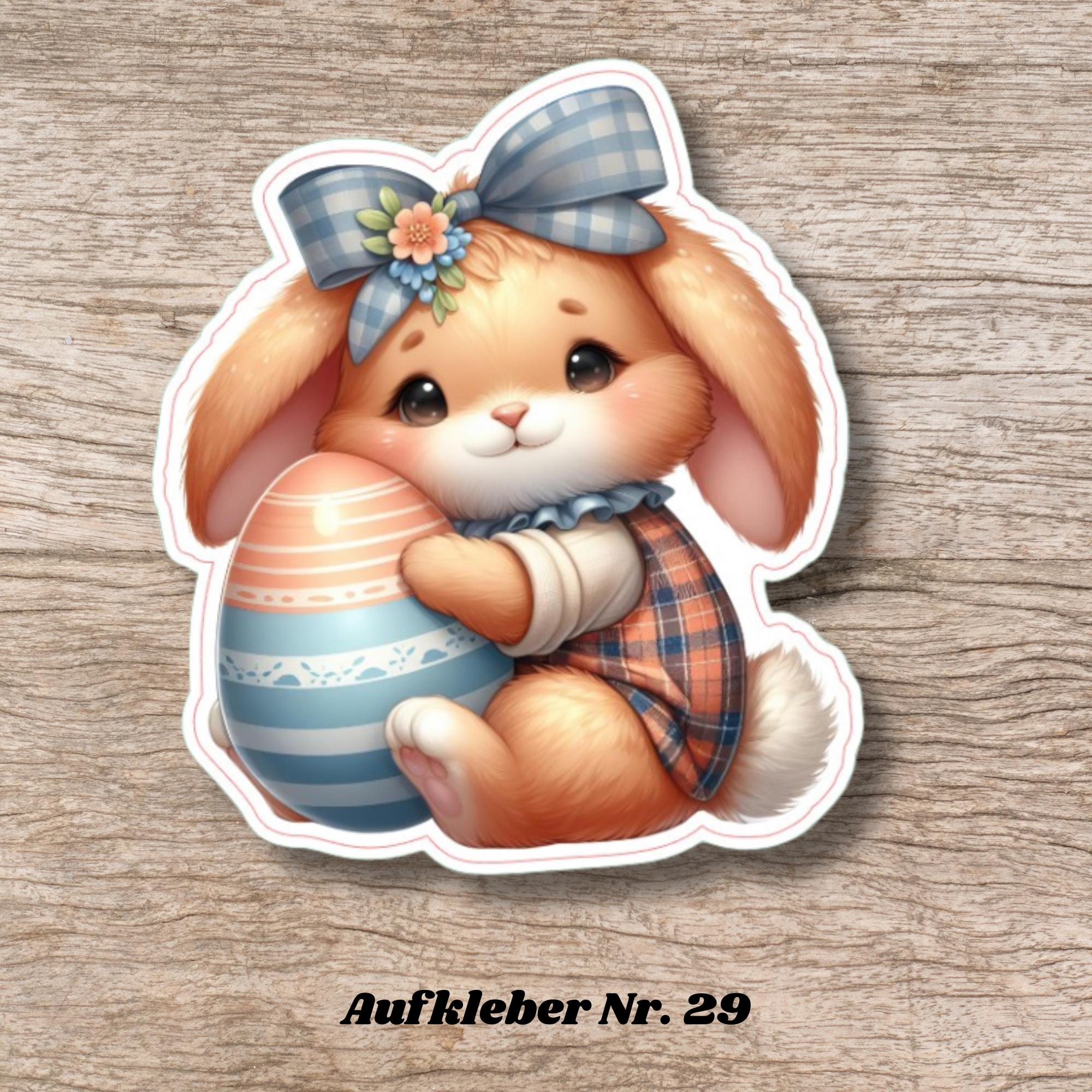 Aufkleber Ostern großer 8 cm Sticker niedliches Häschen Deko Hase Geschenkaufkleber Osterhase - zur Auswahl in Weiß oder Transparent  #SEG8