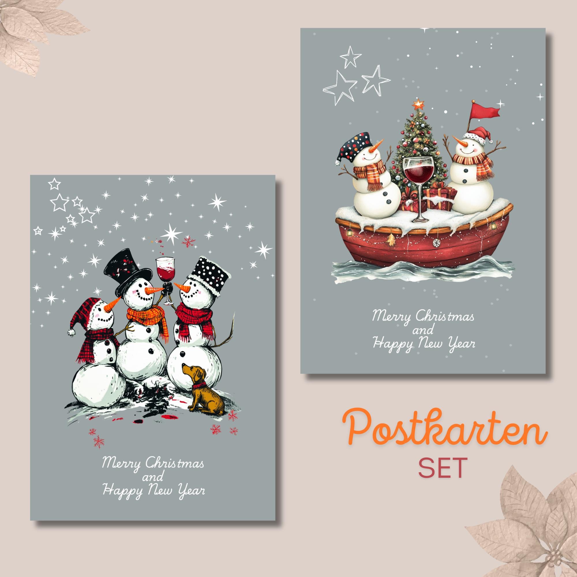 Weihnachtskarte, 2 Kartenmotive zur Auswahl, Postkarte, Grußkarte, Geschenkkarte, Weihnachtsgruß  #PHO