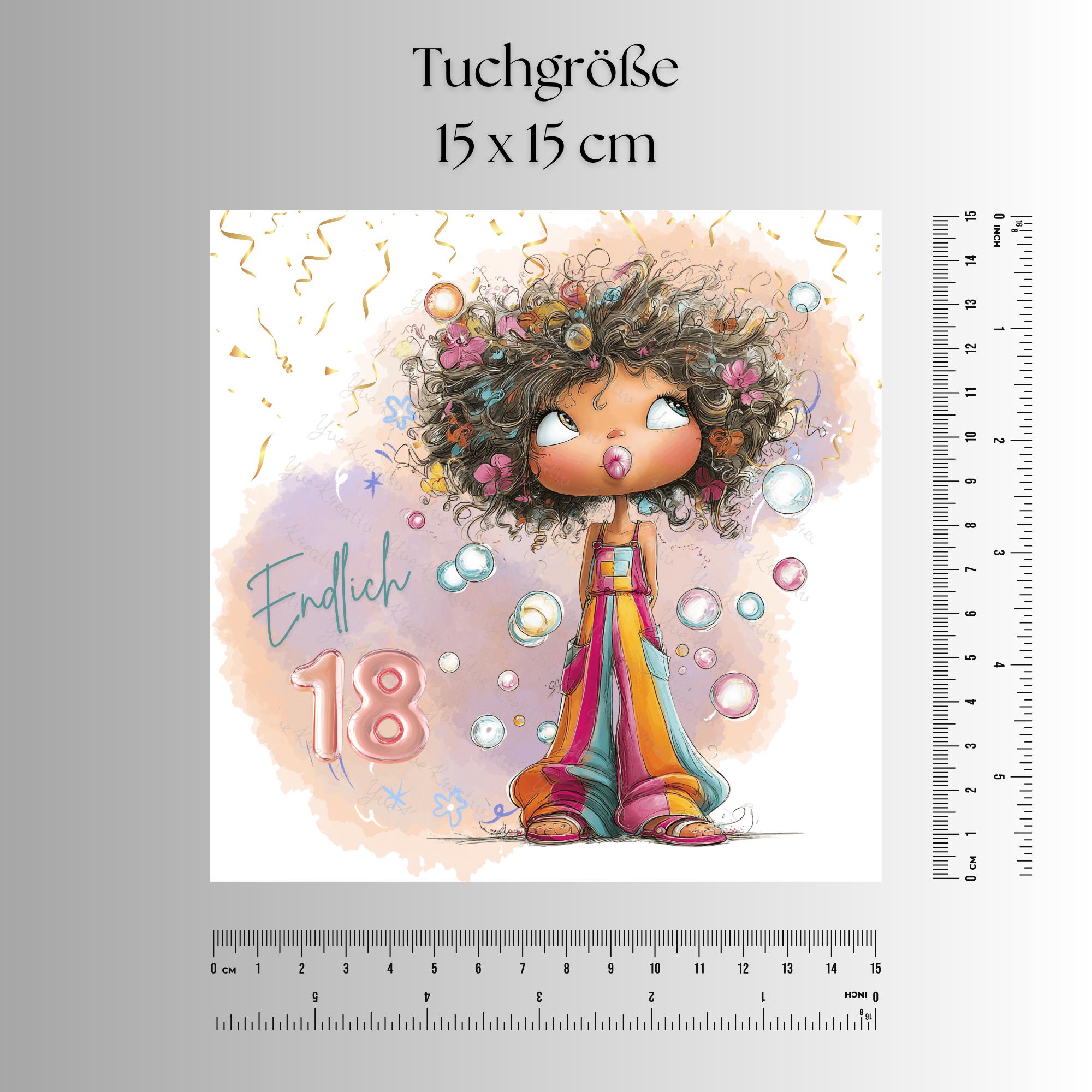 Brillenputztuch Endlich 18. Geburtstag Mädchen bedrucktes Mikrofasertuch für Brille Sonnenbrille Displays Handyputztuch Brillentuch #AL87