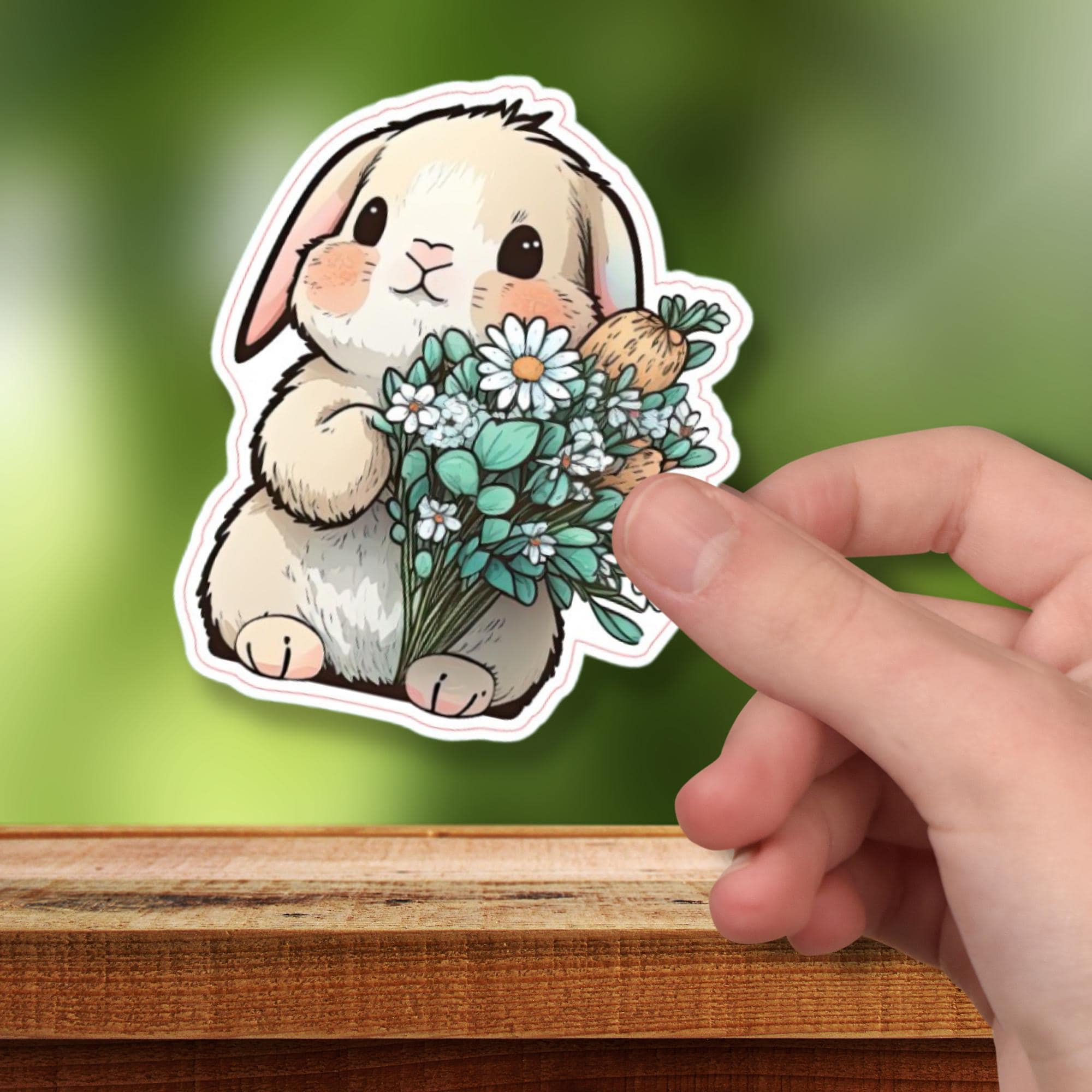 Aufkleber Ostern großer 8 cm Sticker niedliches Häschen Deko Hase Geschenkaufkleber Osterhase - zur Auswahl in Weiß oder Transparent  #SEG8