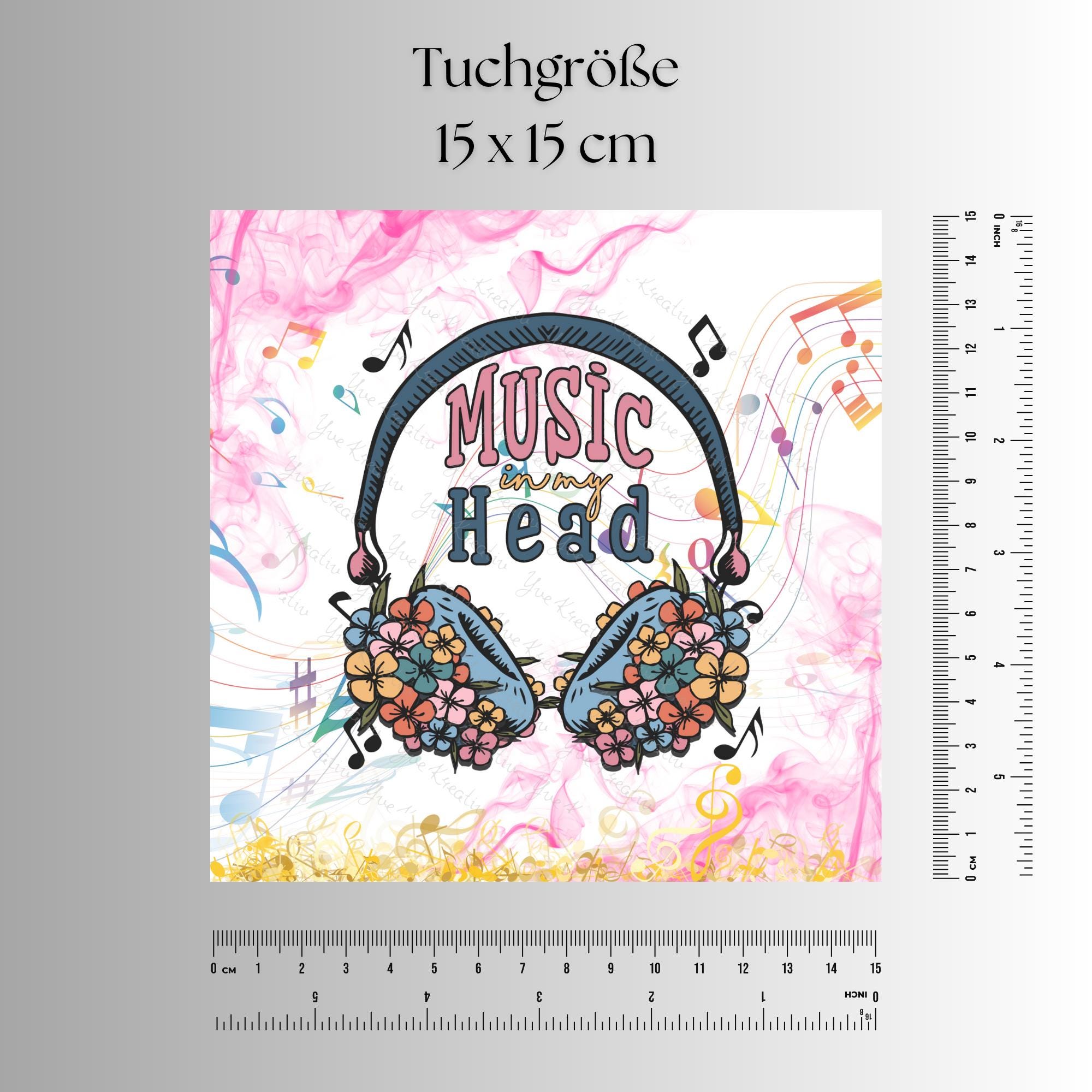 Brillenputztuch Musik Kopfhörer bedrucktes Mikrofasertuch für Sonnenbrille Display Handy Musiker Geschenk Musikerliebhaber #MC3