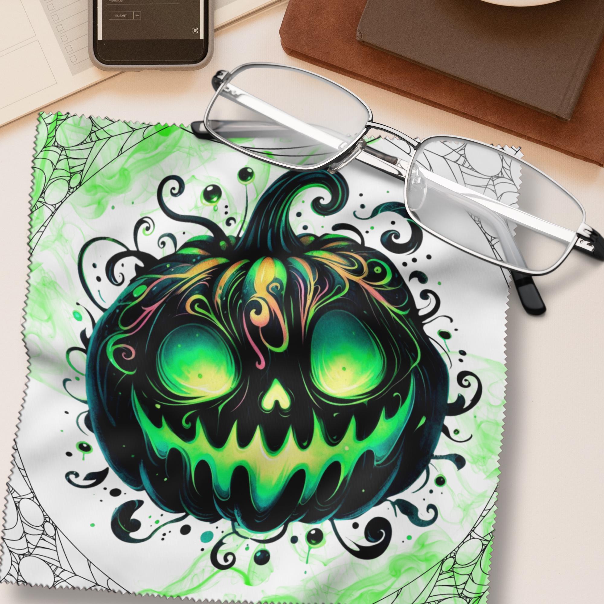 Brillenputztuch Jack O Lantern Halloween bedrucktes Mikrofasertuch für Brille Display Handy Sonnenbrille Größe 15x15 cm oder 20x20 cm #SA14