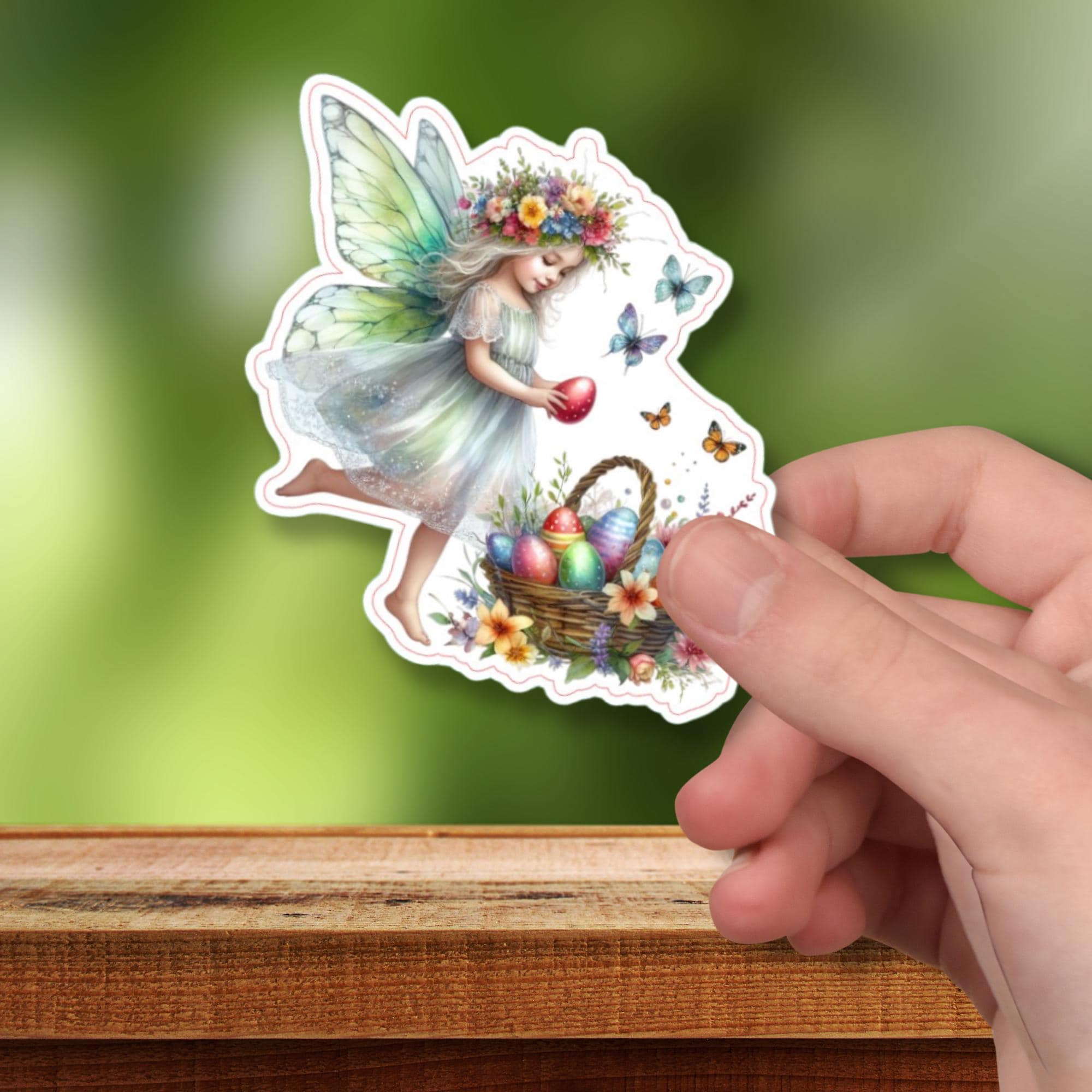 Aufkleber Ostern großer 8 cm Sticker Feen Fantasy Deko Geschenkaufkleber romantisch - zur Auswahl in Weiß oder Transparent  #SEG8