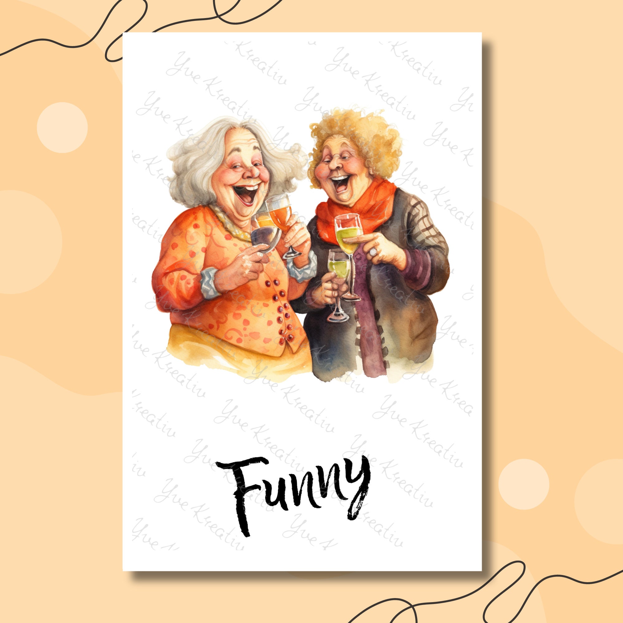 Postkarte, Grußkarte, Karte zum Geburtstag I Crazy, Funny, Lovely I Old Lady, Großmütter, Beste Freundin  #PHO