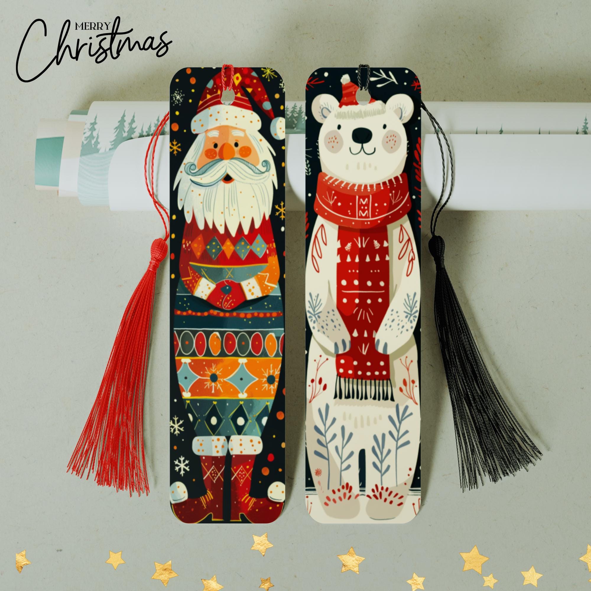 Lesezeichen aus Aluminium Geschenk zu Weihnachten oder für Adventskalender Bücher Bookmark - 2 Motive zur Auswahl  #LEALU