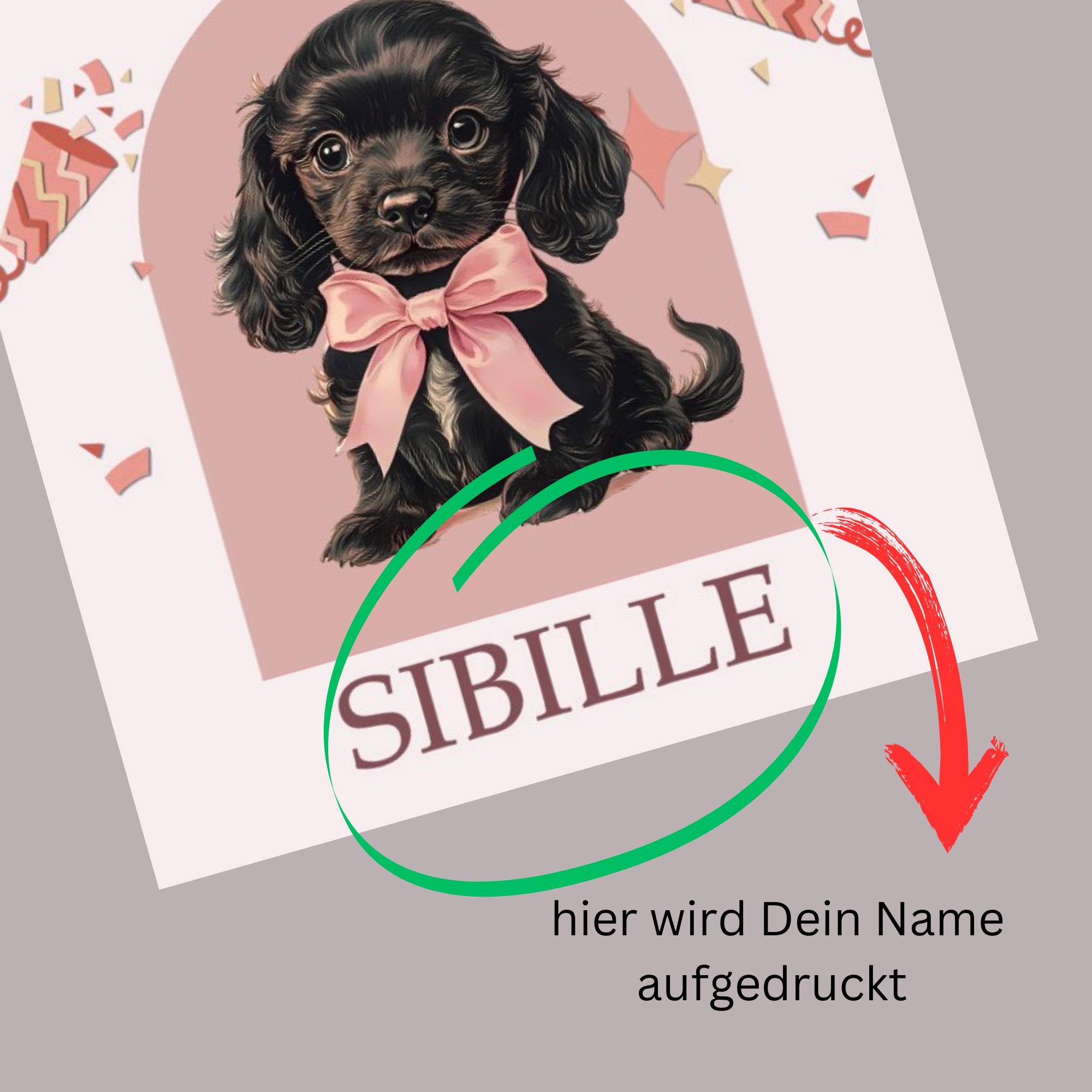 Geburtstagskarte personalisiert, Postkarte, Karte mit Hund Pudel, auf DIN A6 Karte mit Glanzoberfläche  #PLS
