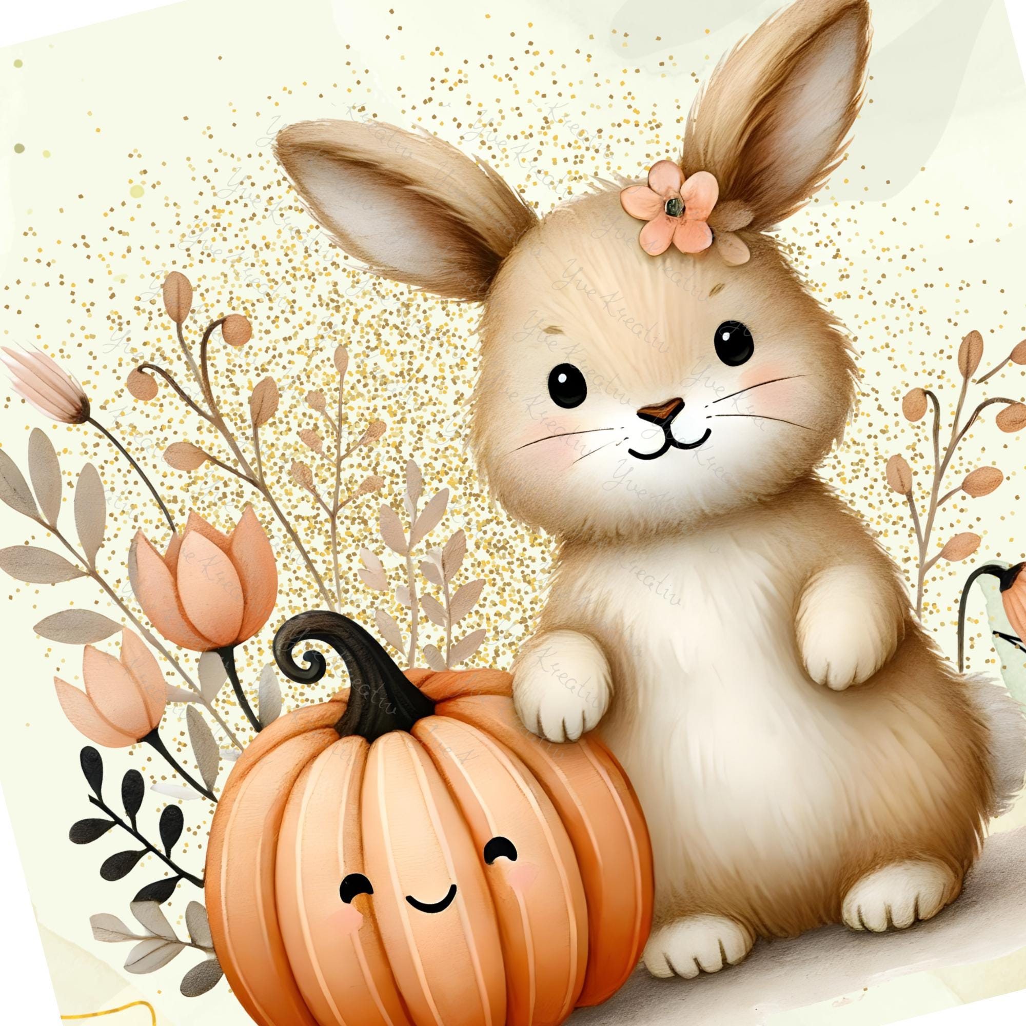 Brillenputztuch Herbst Hase bedrucktes Mikrofasertuch für Sonnenbrille Displays Handy Häschen Geschenk Halloween Mitbringsel #TI168