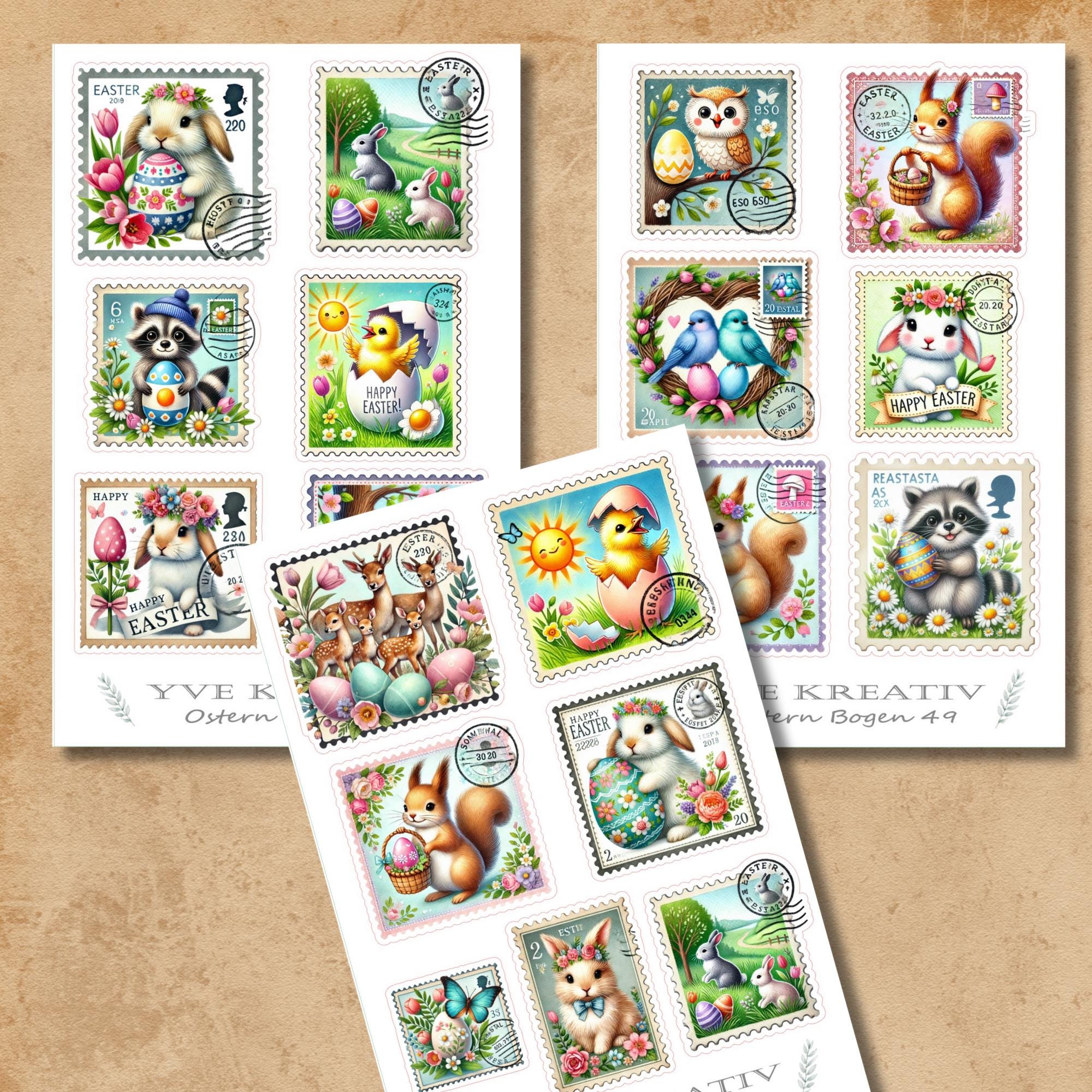 Sticker Bogen "Ostern Osterpost" | Sticker Set - Aufkleber 3 Stickerbogen zur Auswahl in Weiß - Transparent - Matt - Glanz #SBA6