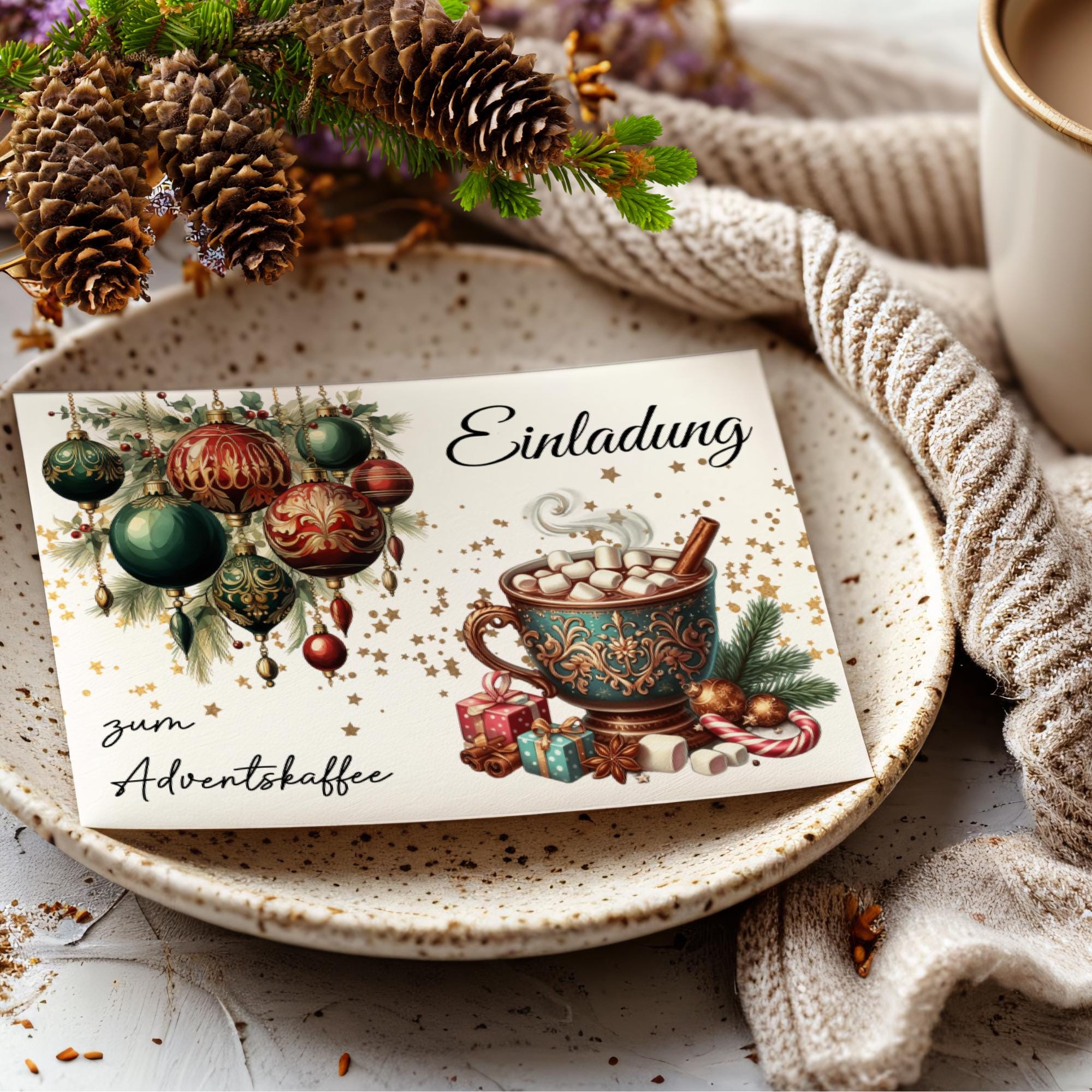 Einladung personalisiert Postkarte, Einladungskarte zum Adventskaffee, Weihnachtskarte, Karte zu Weihnachten Gutscheinkarte  #PLS