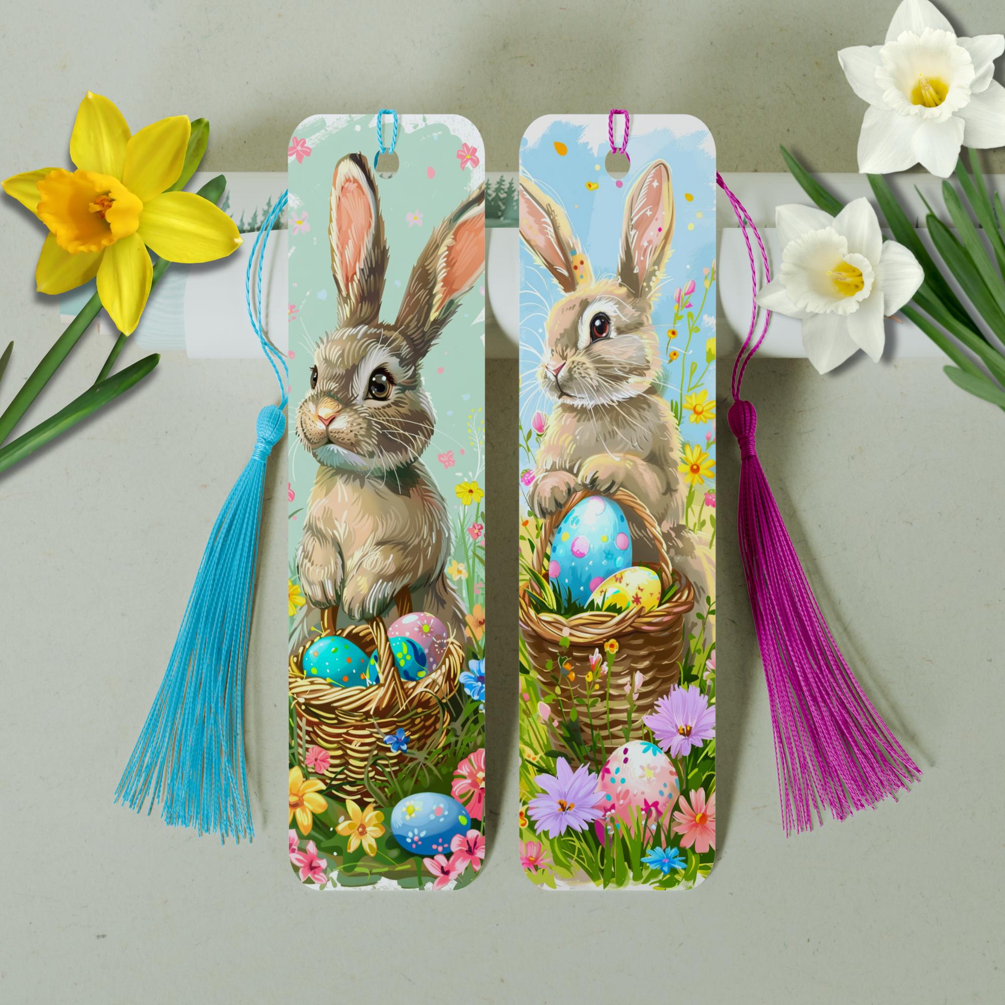 Lesezeichen aus Aluminium Geschenk zu Ostern Hase Osterhase Ostereier Bücher Bookmark - 2 Motive zur Auswahl  #LEALU
