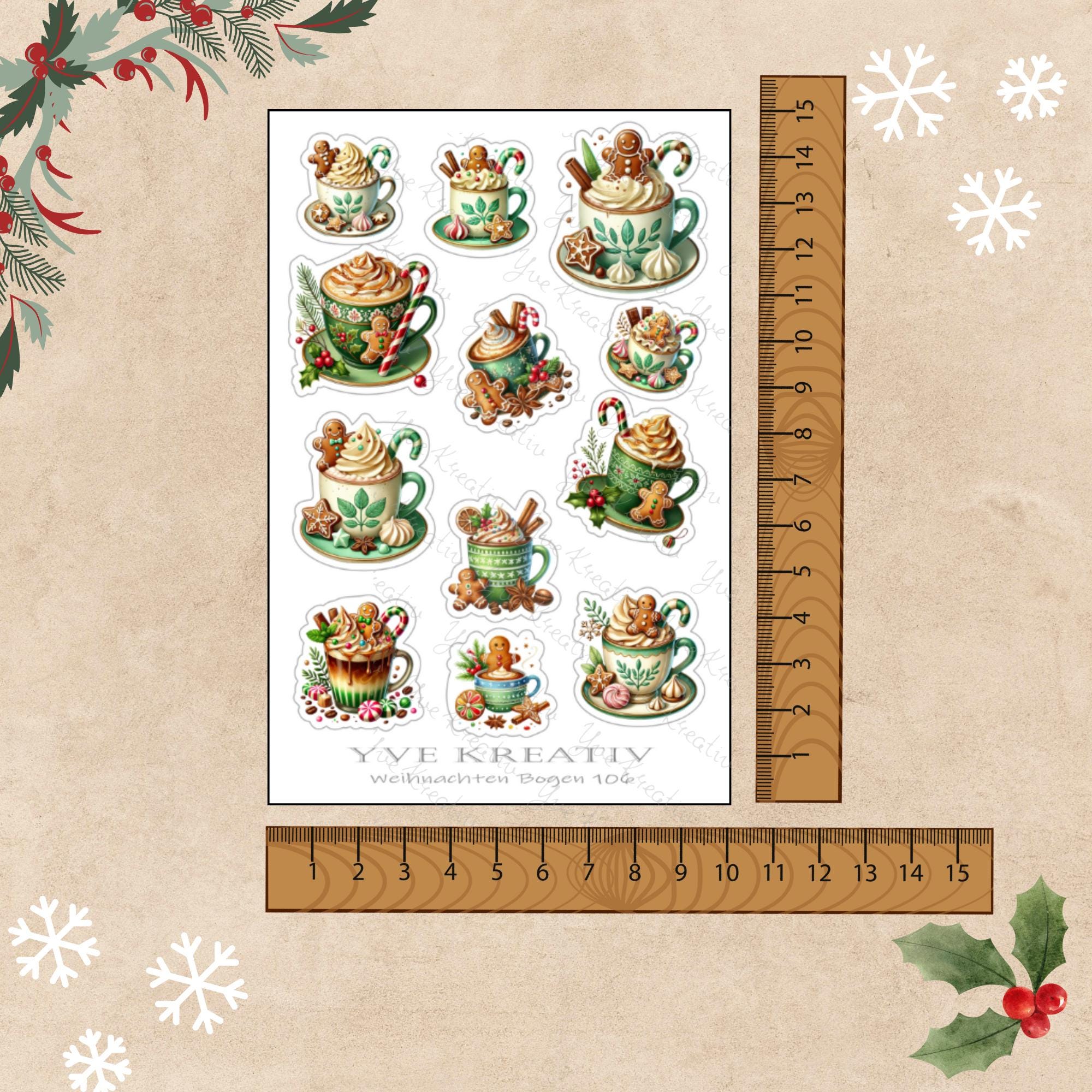 Aufkleber Weihnachtssticker Bogen | Sticker Set - 3 Stickerbogen zur Auswahl in Weiß - Transparent - Matt - Glanz  #SBA6