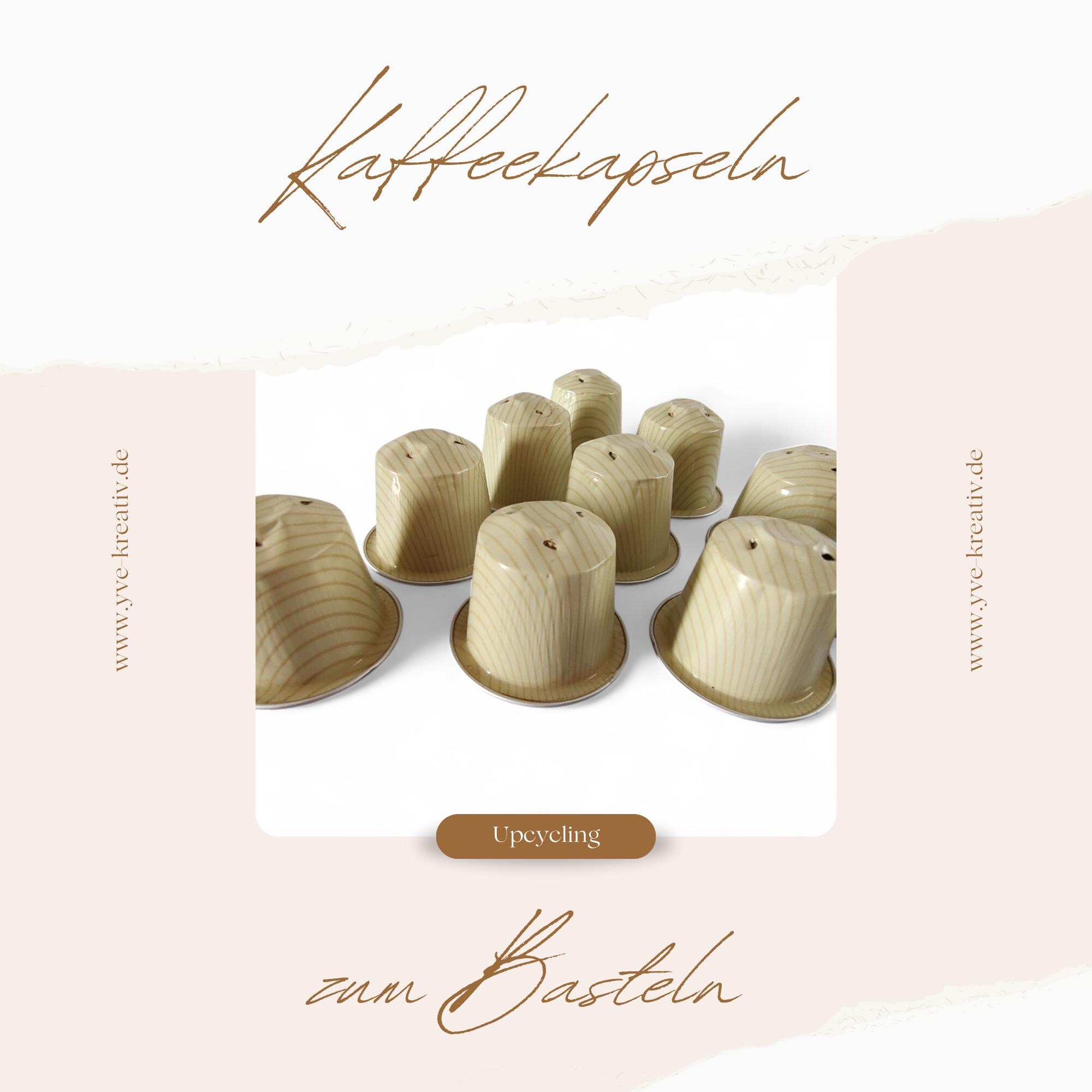 Kaffeekapseln leer gereinigt Basteln Gestalten Bastelmaterial DIY Schmuckherstellung Zubehör Aluminium Creme-Nadelstreifen 10 Stück  #KNS