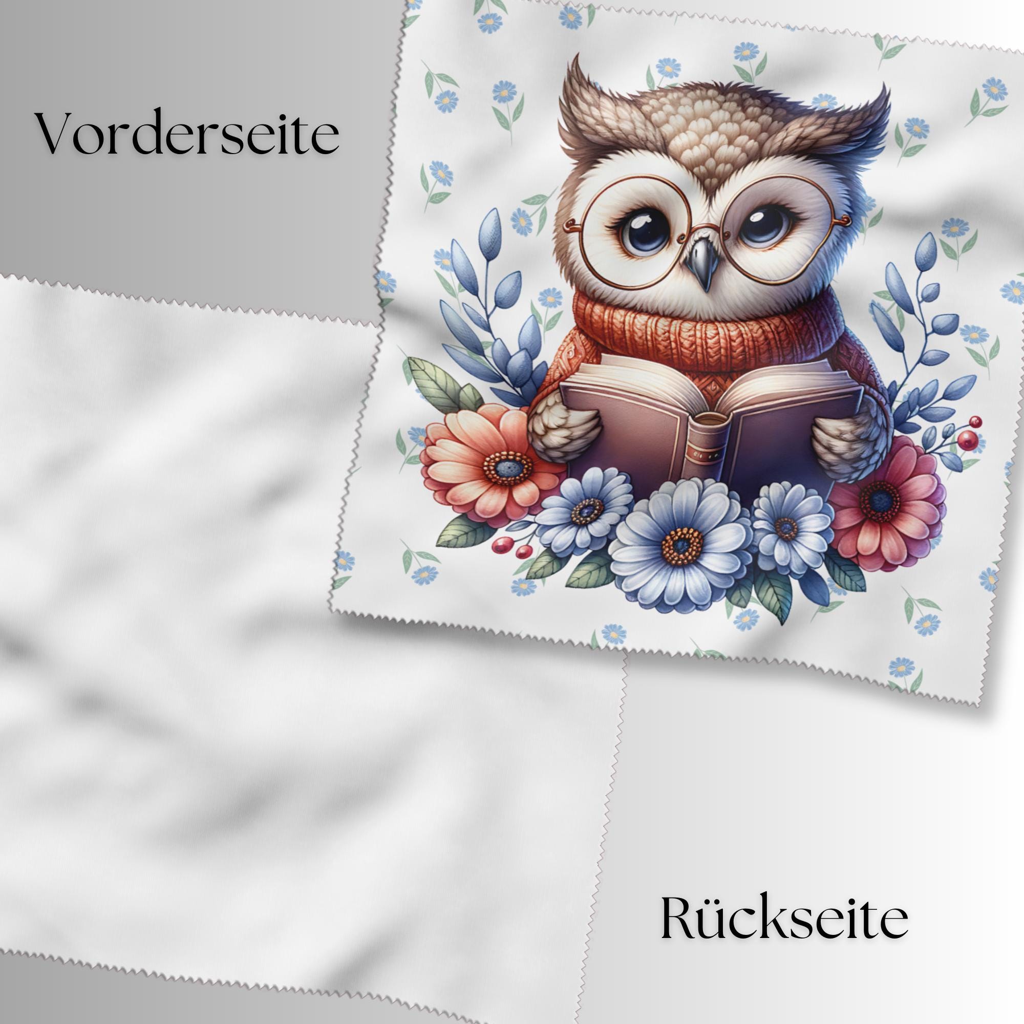 Brillenputztuch bedrucktes Mikrofasertuch für Brillen Kameratuch Brillentuch für Displays Objektive Geschenk Geburtstag Lese Eule #TI123