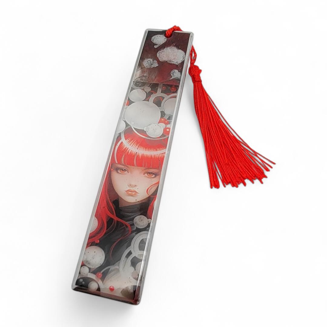 Lesezeichen aus Epoxidharz Geschenk Geburtstag Motiv Red Girl transparent durchsichtig #LEEPOX