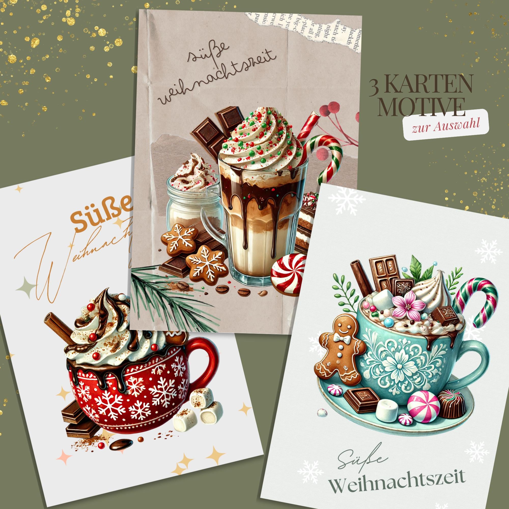 Postkarte ,Weihnachtskarte, Grußkarte 3 Kartenmotive zur Auswahl, Geschenkkarte, Weihnachtsgruß  #PHO