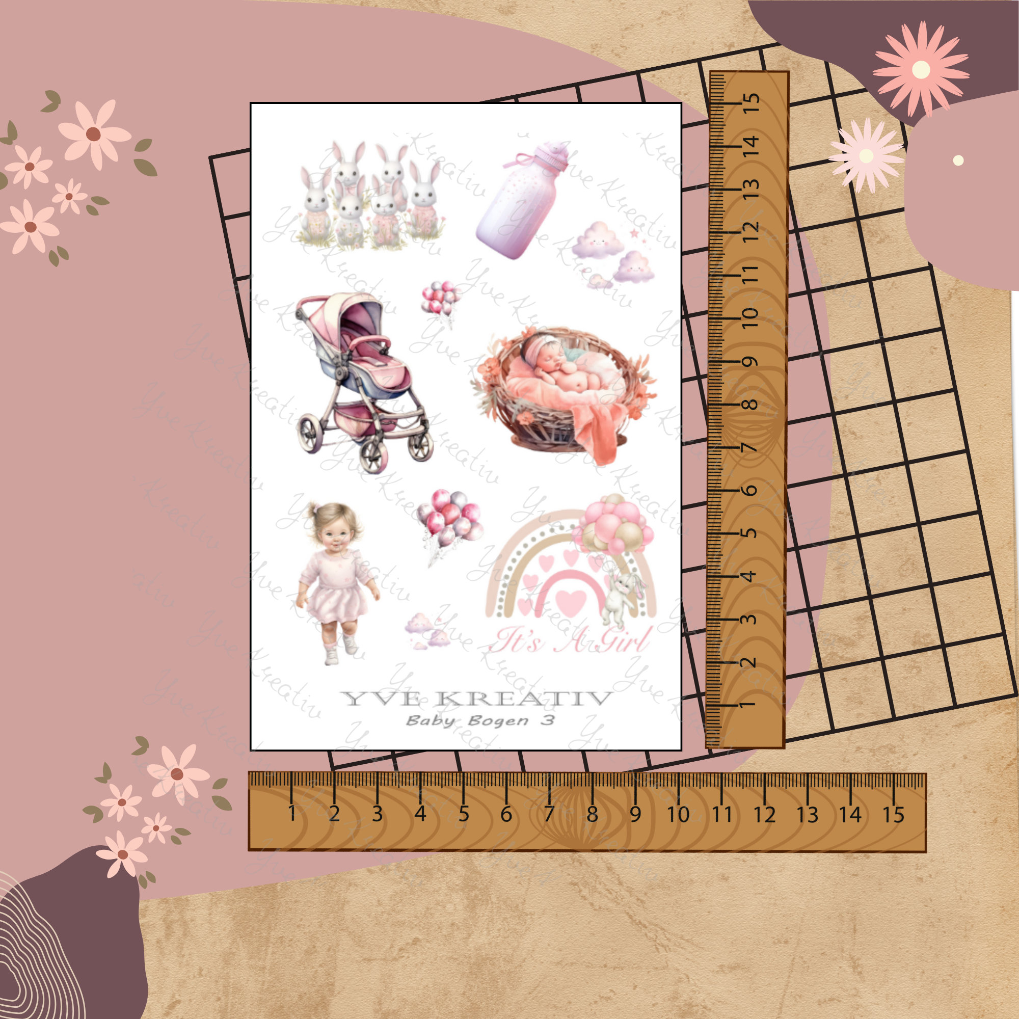 Stickerbogen "Baby Girl - Babyparty - Geburt" | Sticker Set - Aufkleber 2 Bögen zur Auswahl in Weiß - Transparent - Matt - Glanz  #SBA6